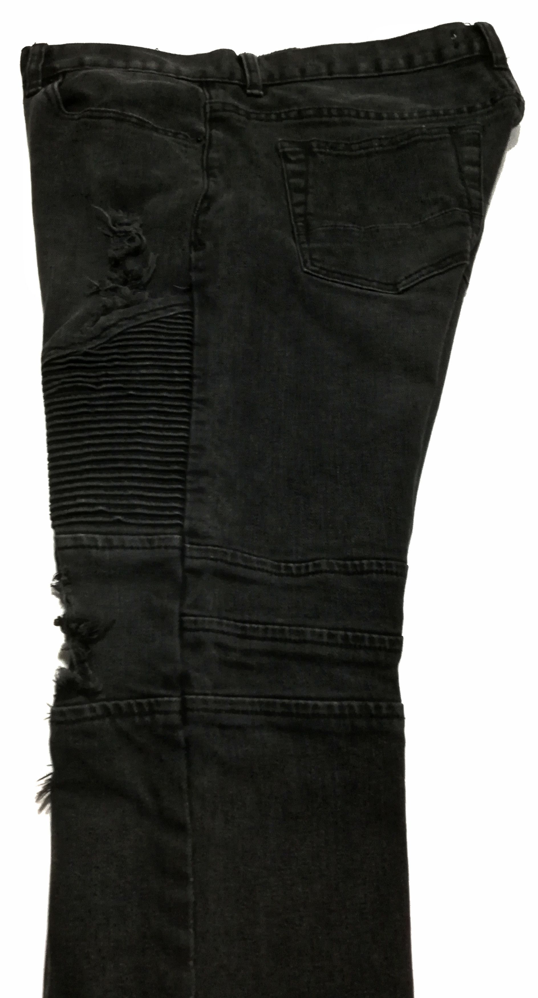 Bullhead Denim Co. × Designer 🔥Bullhead Stacked Similar Balmain Anthracite Biker🔥 Size US 33 - 18 Thumbnail