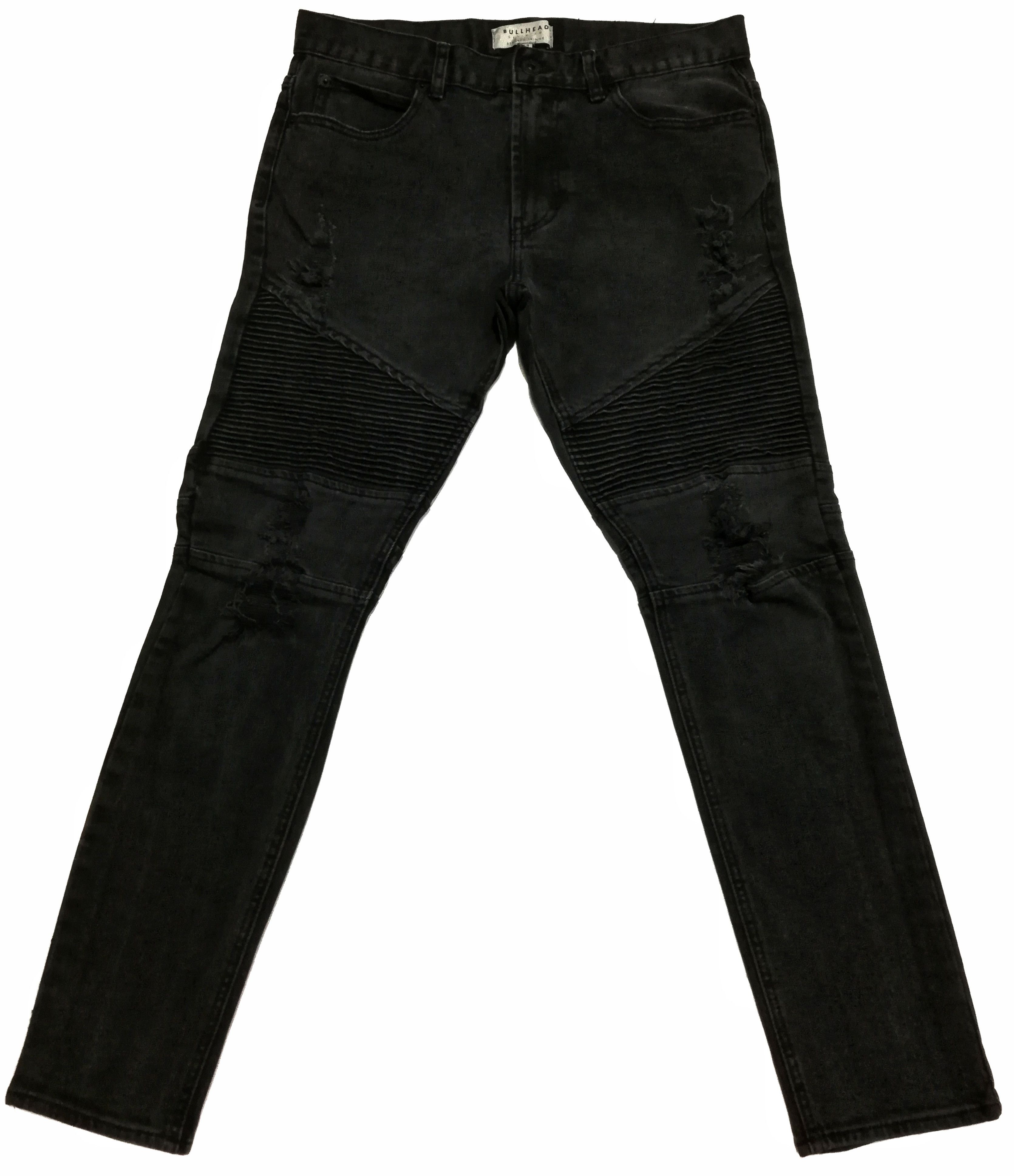 Bullhead Denim Co. × Designer 🔥Bullhead Stacked Similar Balmain Anthracite Biker🔥 Size US 33 - 2 Thumbnail