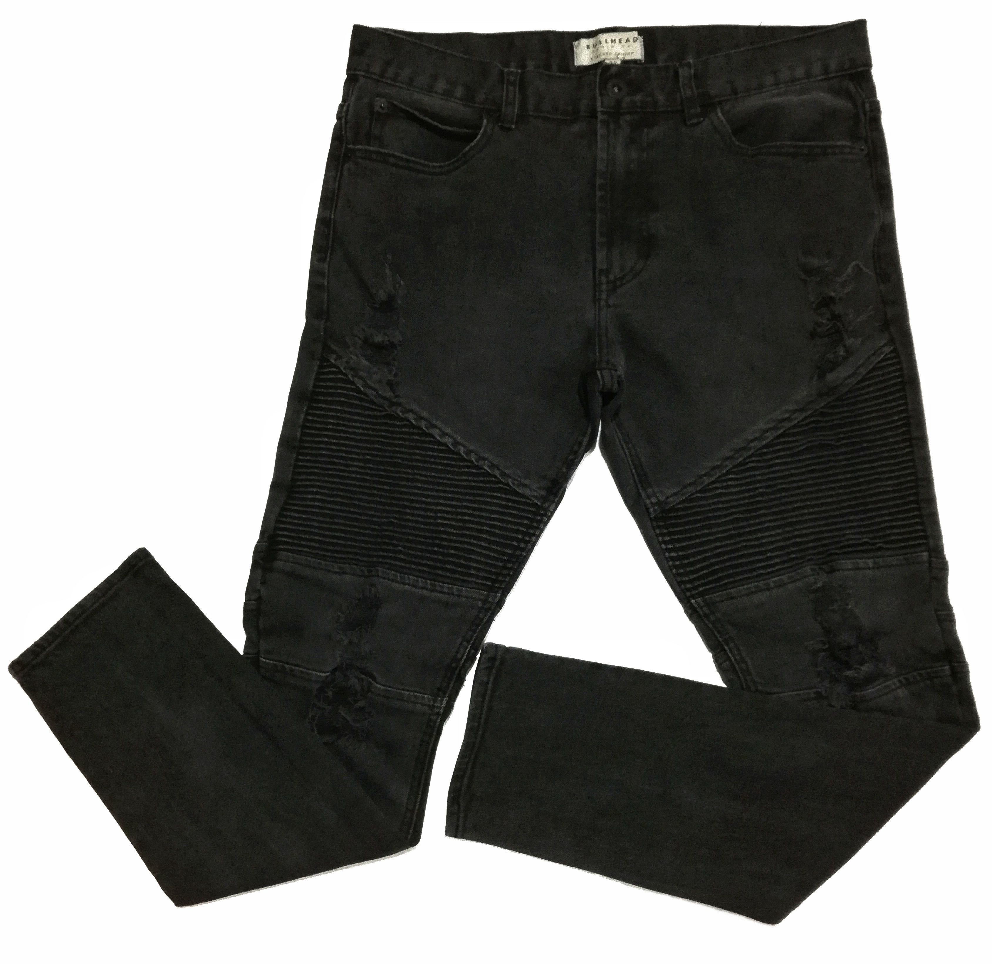 Bullhead Denim Co. × Designer 🔥Bullhead Stacked Similar Balmain Anthracite Biker🔥 Size US 33 - 1 Thumbnail