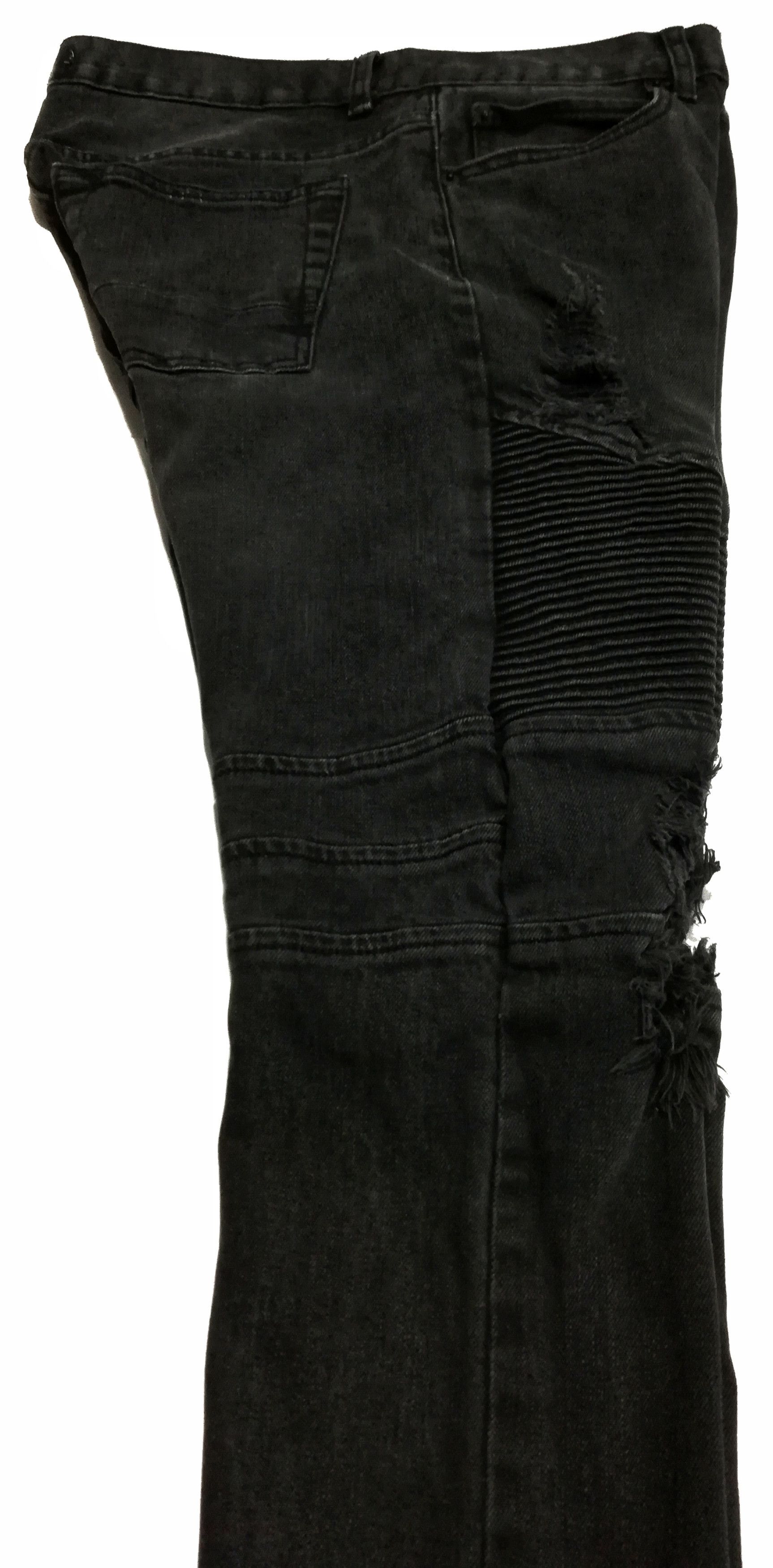 Bullhead Denim Co. × Designer 🔥Bullhead Stacked Similar Balmain Anthracite Biker🔥 Size US 33 - 16 Thumbnail