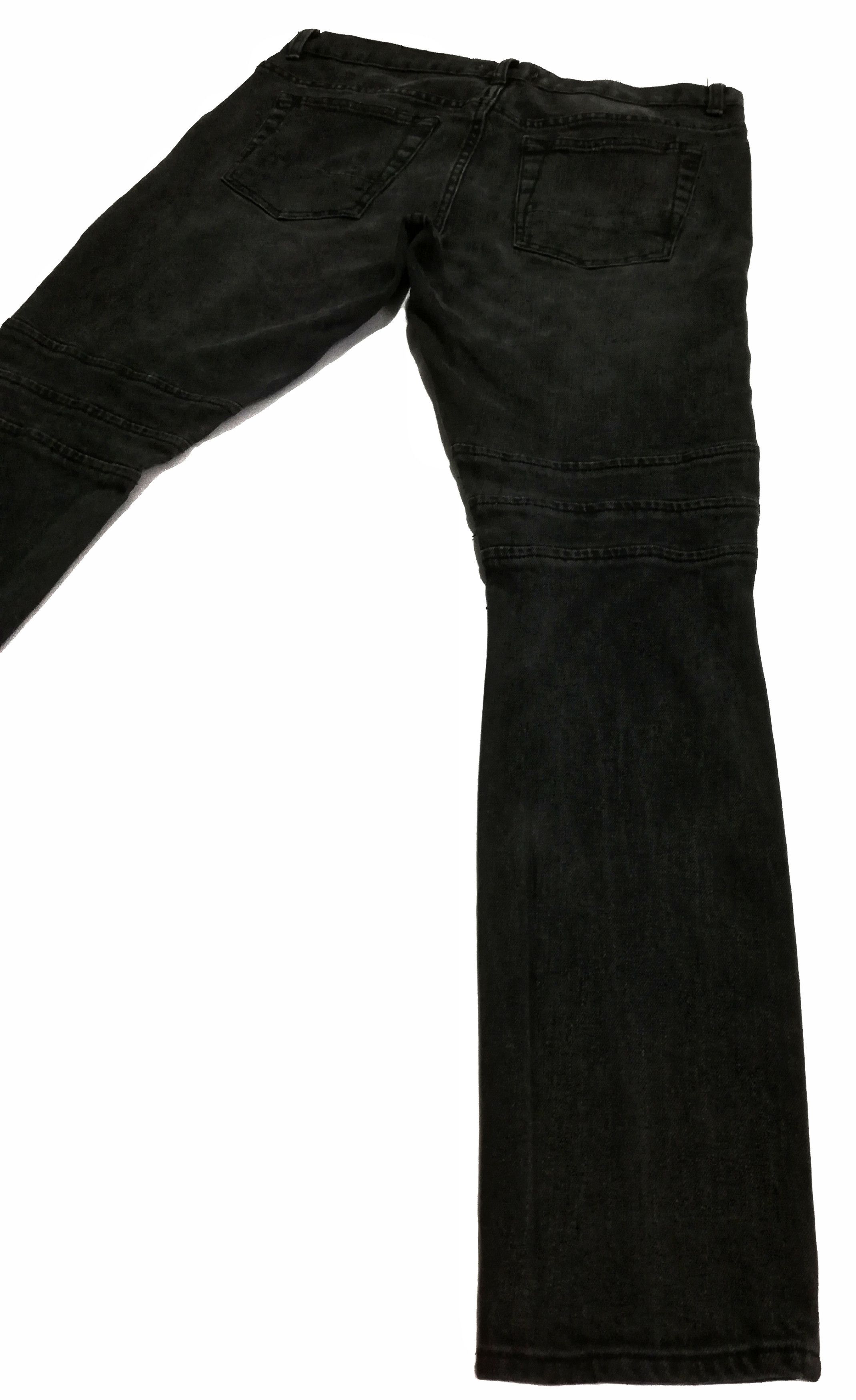 Bullhead Denim Co. × Designer 🔥Bullhead Stacked Similar Balmain Anthracite Biker🔥 Size US 33 - 21 Thumbnail