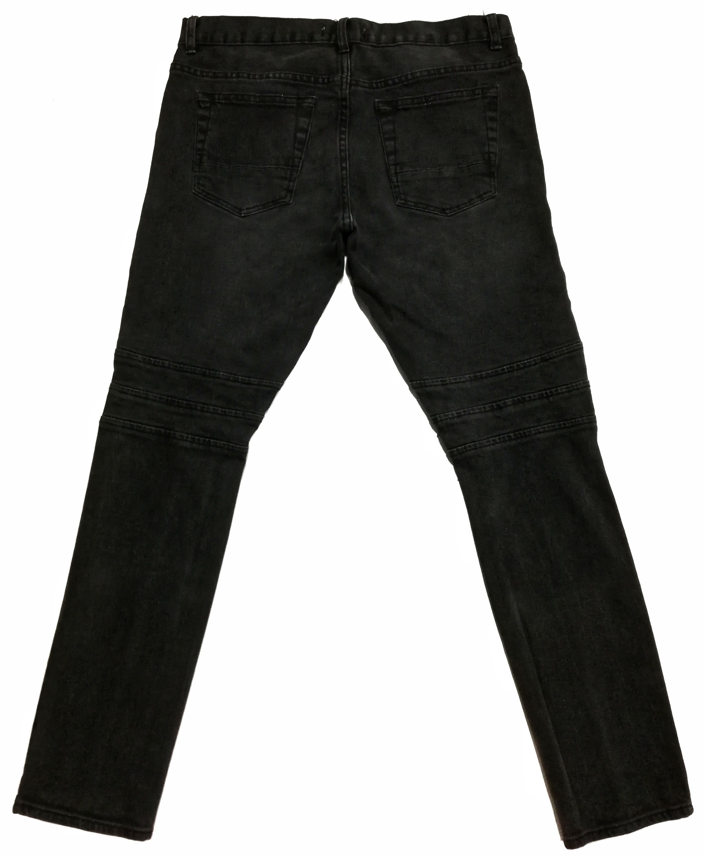 Bullhead Denim Co. × Designer 🔥Bullhead Stacked Similar Balmain Anthracite Biker🔥 Size US 33 - 19 Thumbnail