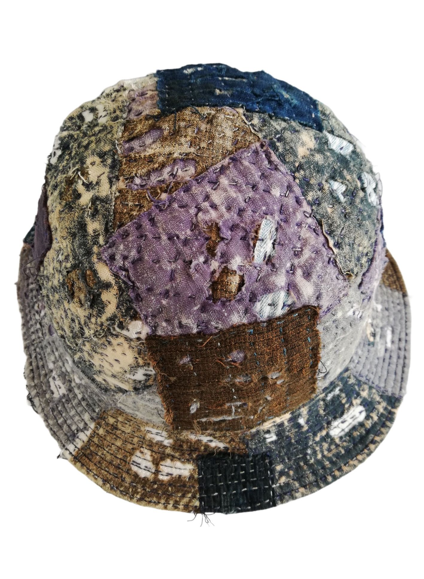 Art Comes First × Japanese Brand 🔥Japanese Traditional Indigo Distressed Boro Bucket Hat Size ONE SIZE - 13 Thumbnail