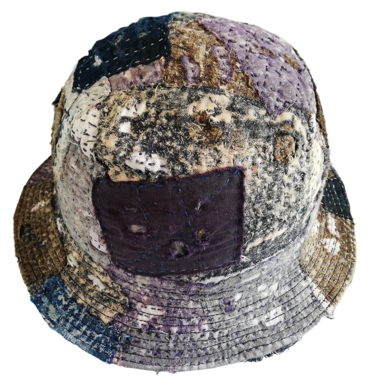 Art Comes First × Japanese Brand 🔥Japanese Traditional Indigo Distressed Boro Bucket Hat Size ONE SIZE - 12 Thumbnail