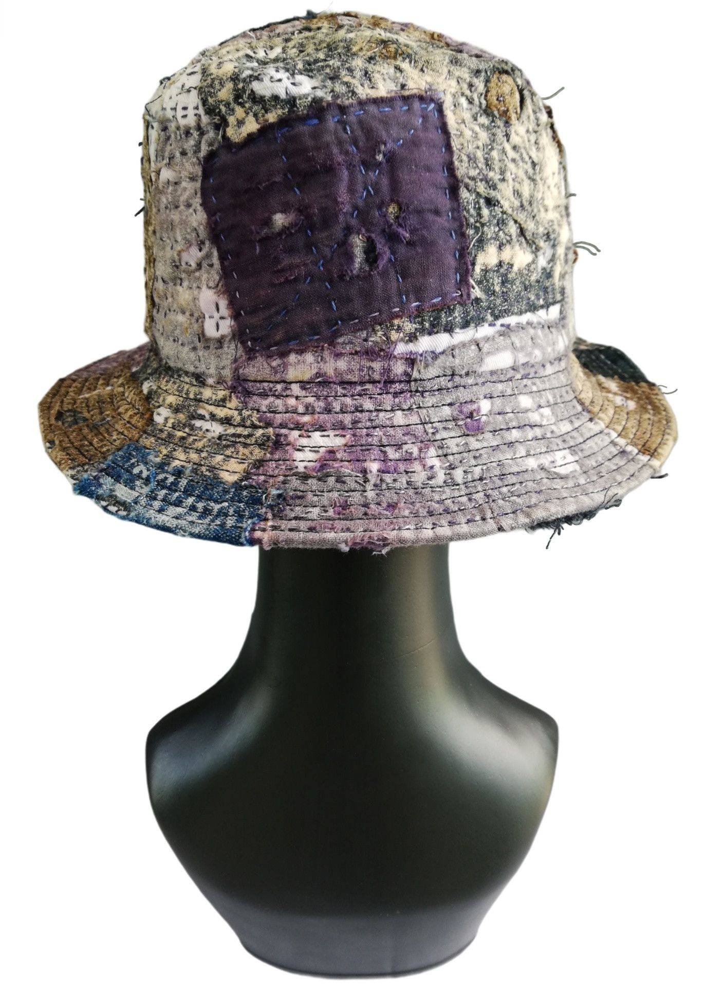 Art Comes First × Japanese Brand 🔥Japanese Traditional Indigo Distressed Boro Bucket Hat Size ONE SIZE - 5 Thumbnail