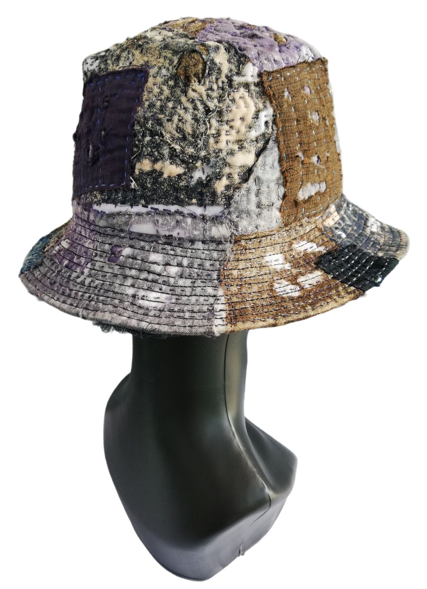 Art Comes First × Japanese Brand 🔥Japanese Traditional Indigo Distressed Boro Bucket Hat Size ONE SIZE - 6 Thumbnail