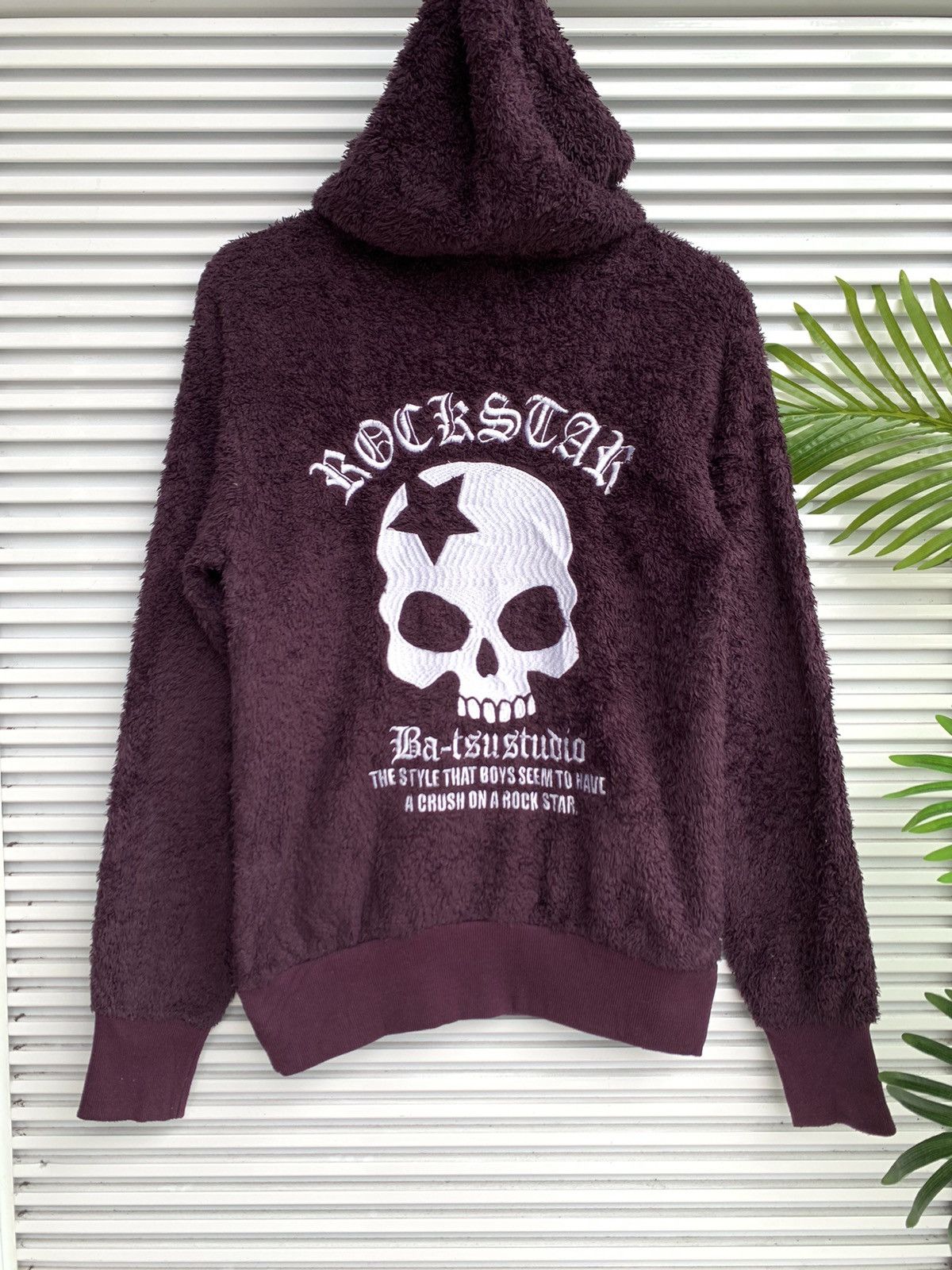 image of Skulls Ba-Tsu Studio Skull Hoodie Fleece Sweater in Purple, Women's (Size Small)