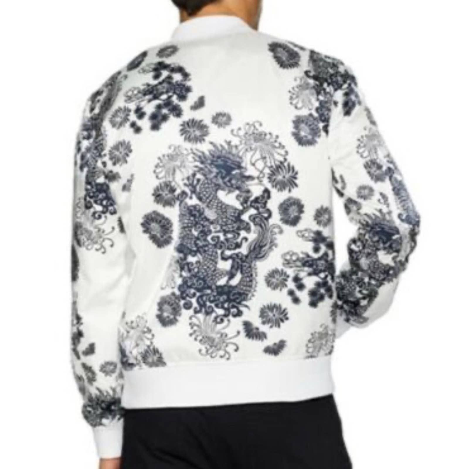 GUESS Men's Long Sleeve Katagami satin Bomber Jacket Size M
