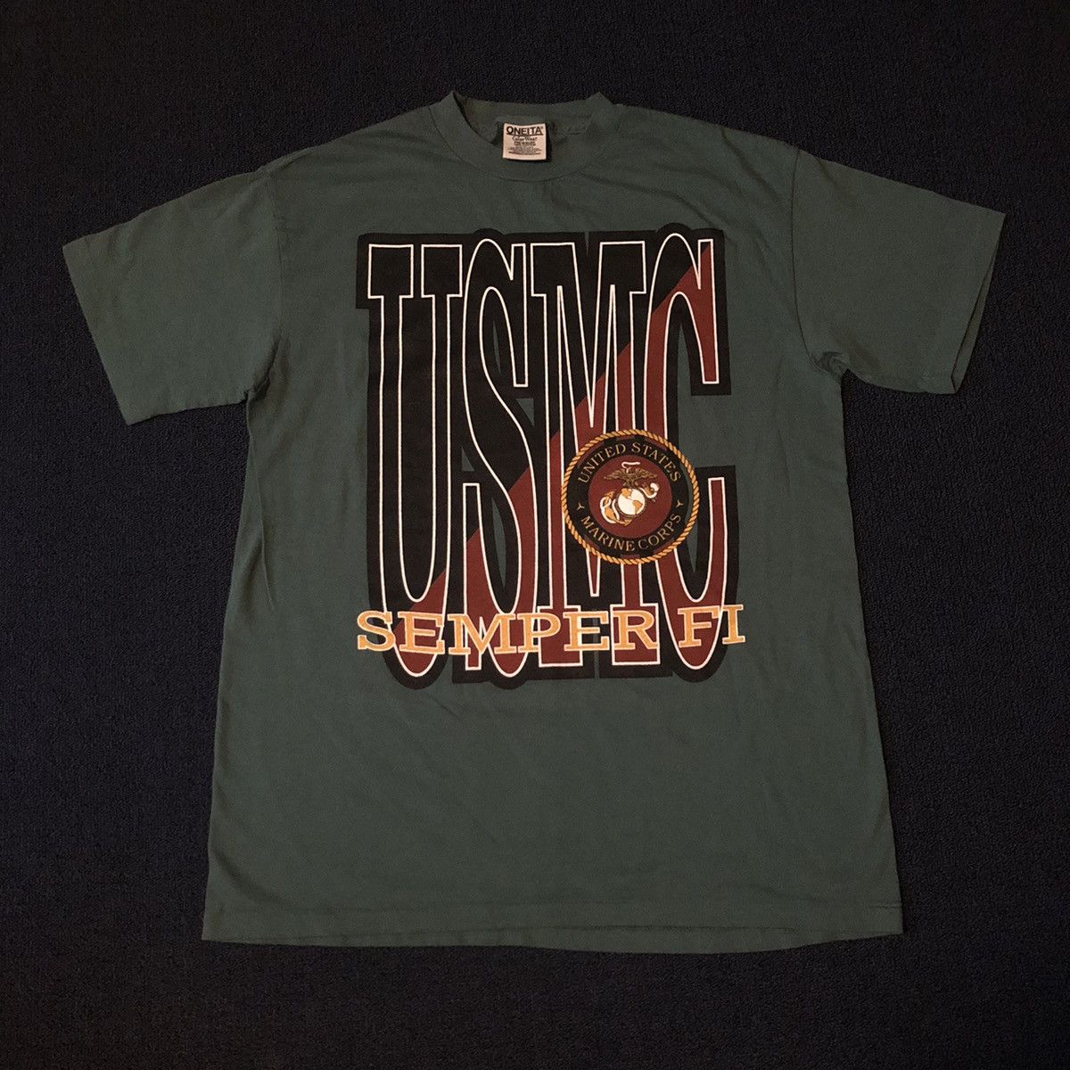 Vintage Vintage 90s USMC US Marine Corps Semper Fi Stretch Logo Tee Size US M / EU 48-50 / 2 - 3 Thumbnail