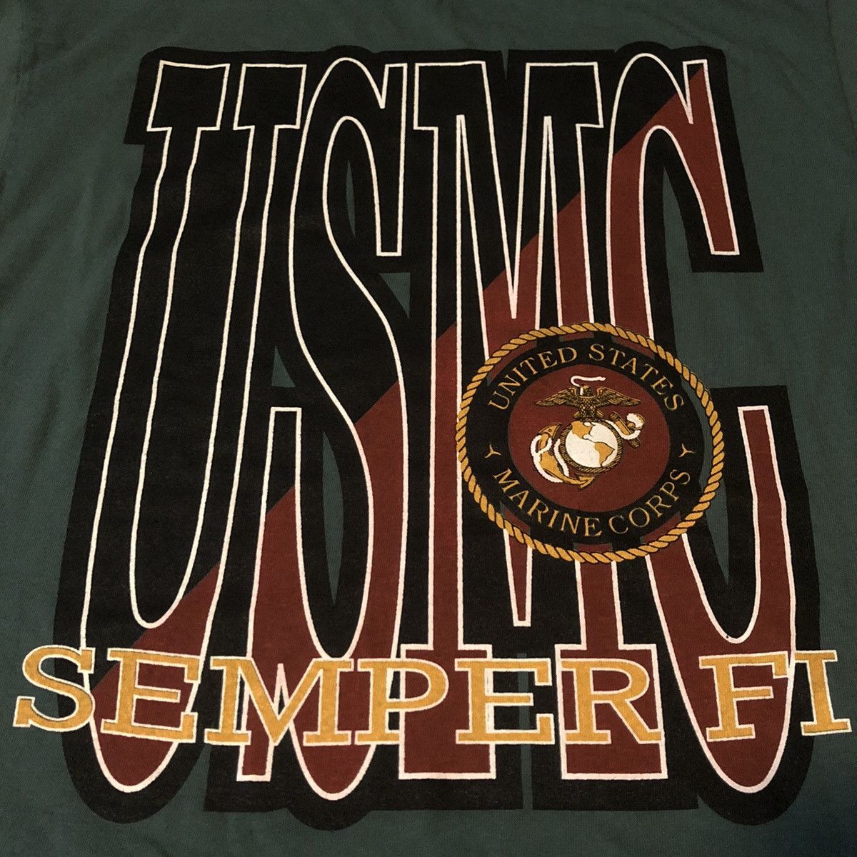 Vintage Vintage 90s USMC US Marine Corps Semper Fi Stretch Logo Tee Size US M / EU 48-50 / 2 - 4 Thumbnail