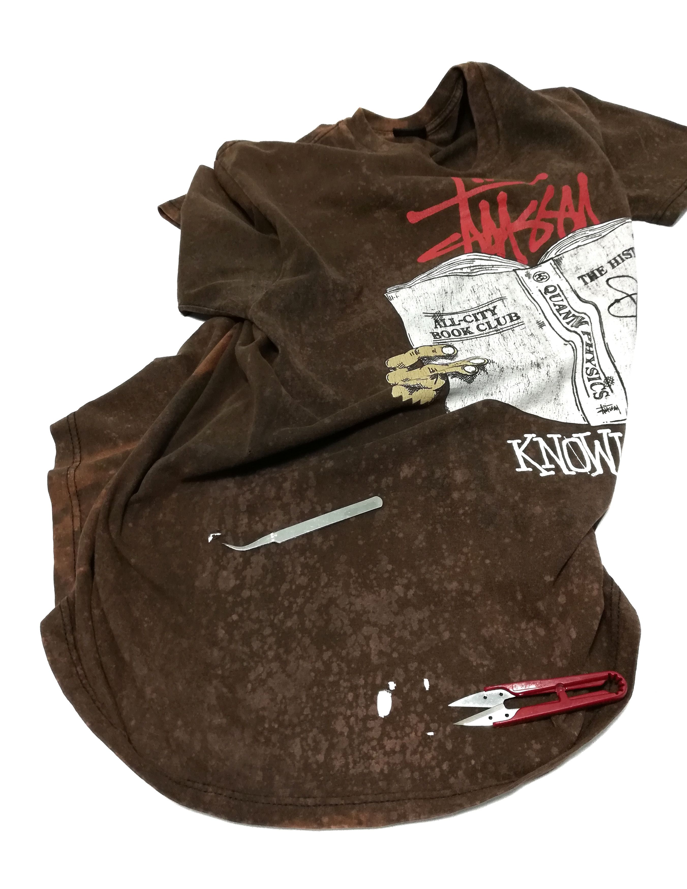 Stussy 🔥Stussy Big Logo Knowledge Distressed Customised Acid Wash Size US M / EU 48-50 / 2 - 4 Thumbnail