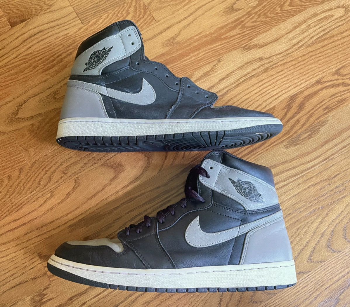 image of Jordan Nike Size 12 Air Jordan 1 Retro High Shadow OG 2018 2.0 Se Toe Shoes in Black Gray, Men's