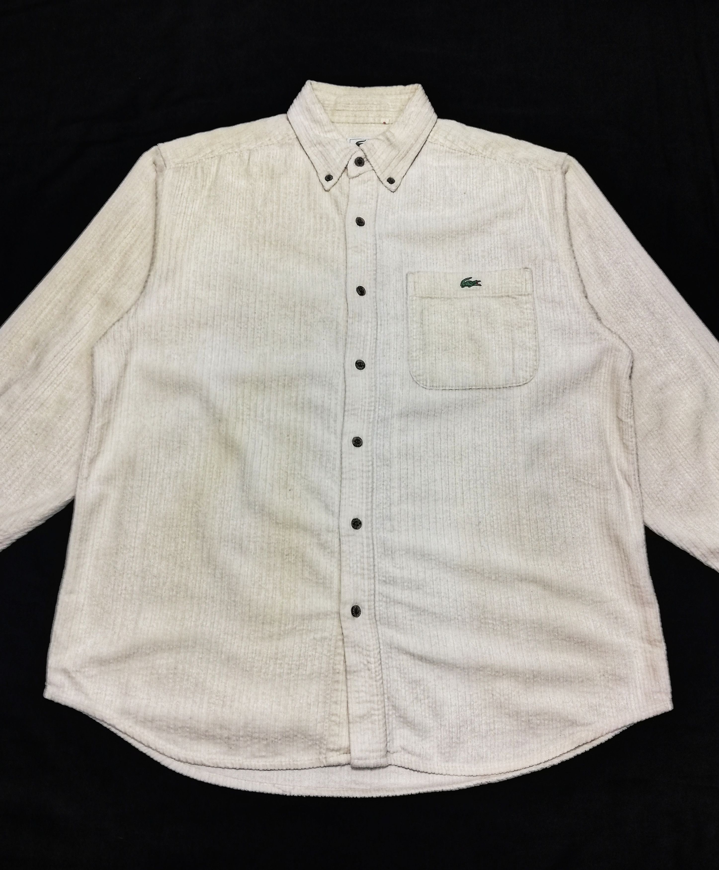 Lacoste 🔥Lacoste Corduroy White Long Sleeve Shirt Button Up Cotton Size US M / EU 48-50 / 2 - 2 Thumbnail