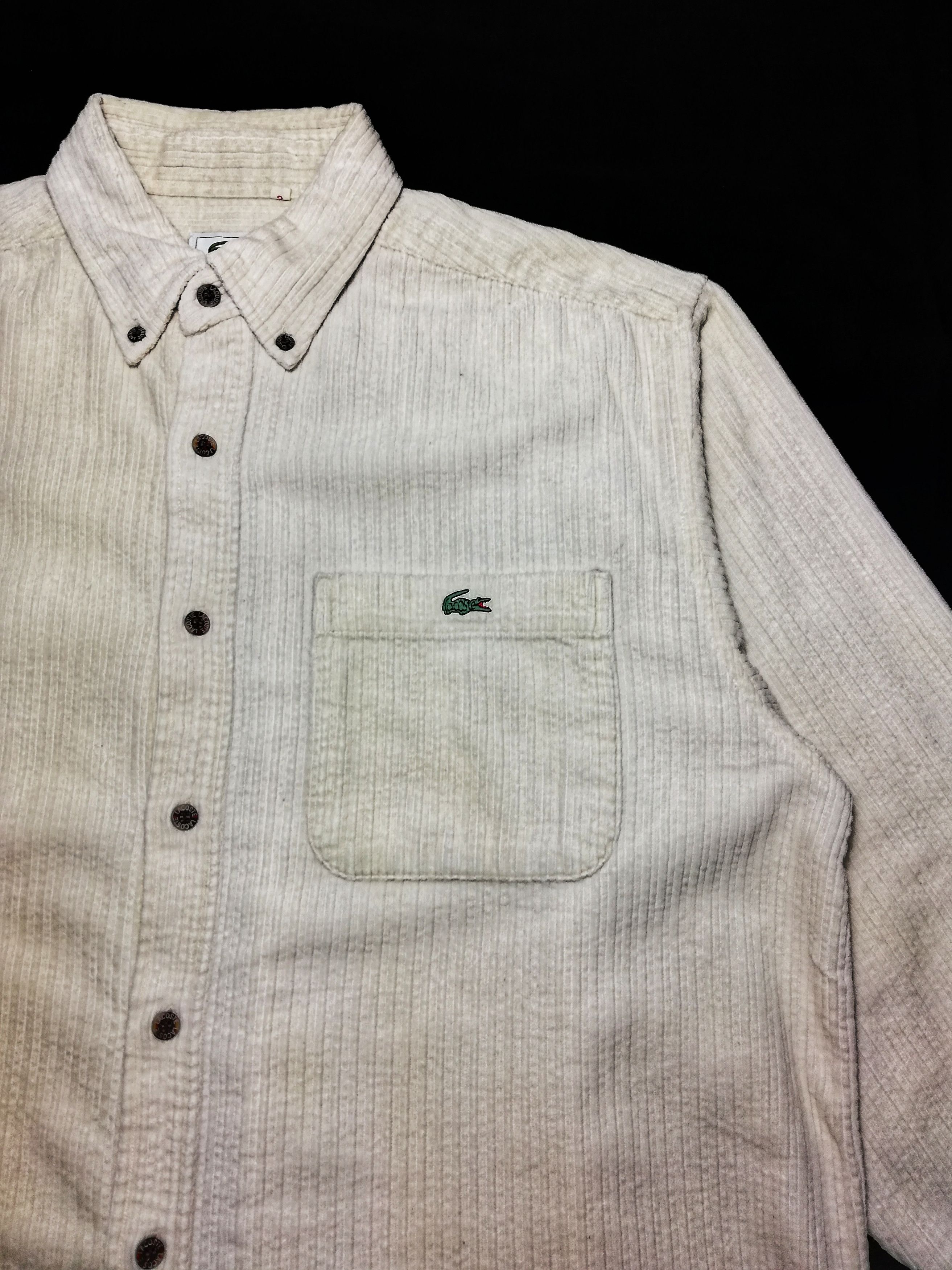 Lacoste 🔥Lacoste Corduroy White Long Sleeve Shirt Button Up Cotton Size US M / EU 48-50 / 2 - 5 Thumbnail