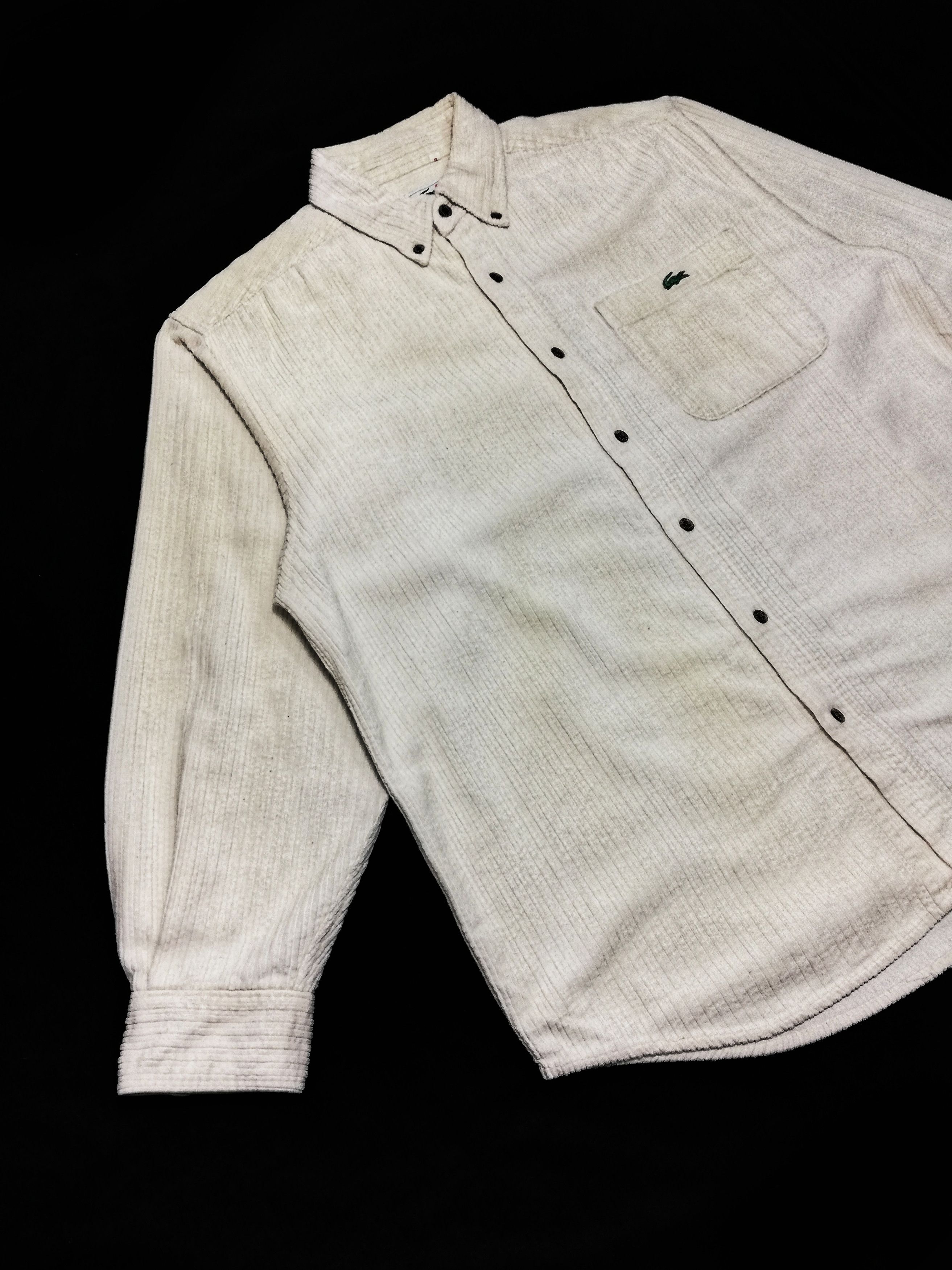 Lacoste 🔥Lacoste Corduroy White Long Sleeve Shirt Button Up Cotton Size US M / EU 48-50 / 2 - 3 Thumbnail