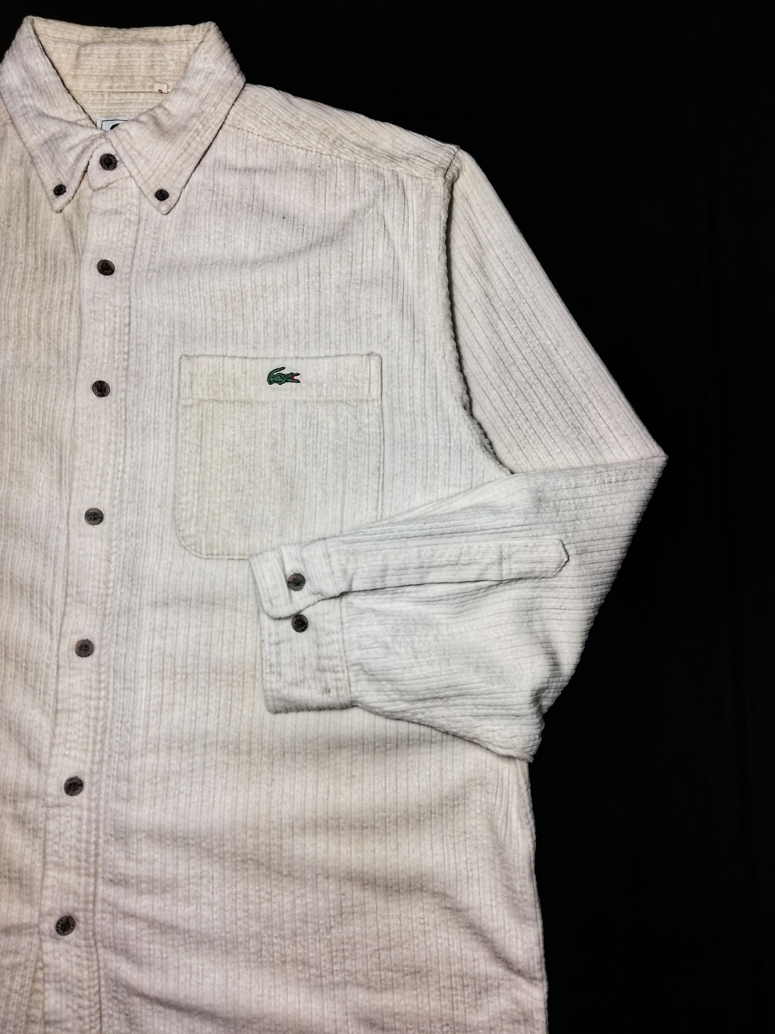 Lacoste 🔥Lacoste Corduroy White Long Sleeve Shirt Button Up Cotton Size US M / EU 48-50 / 2 - 7 Thumbnail