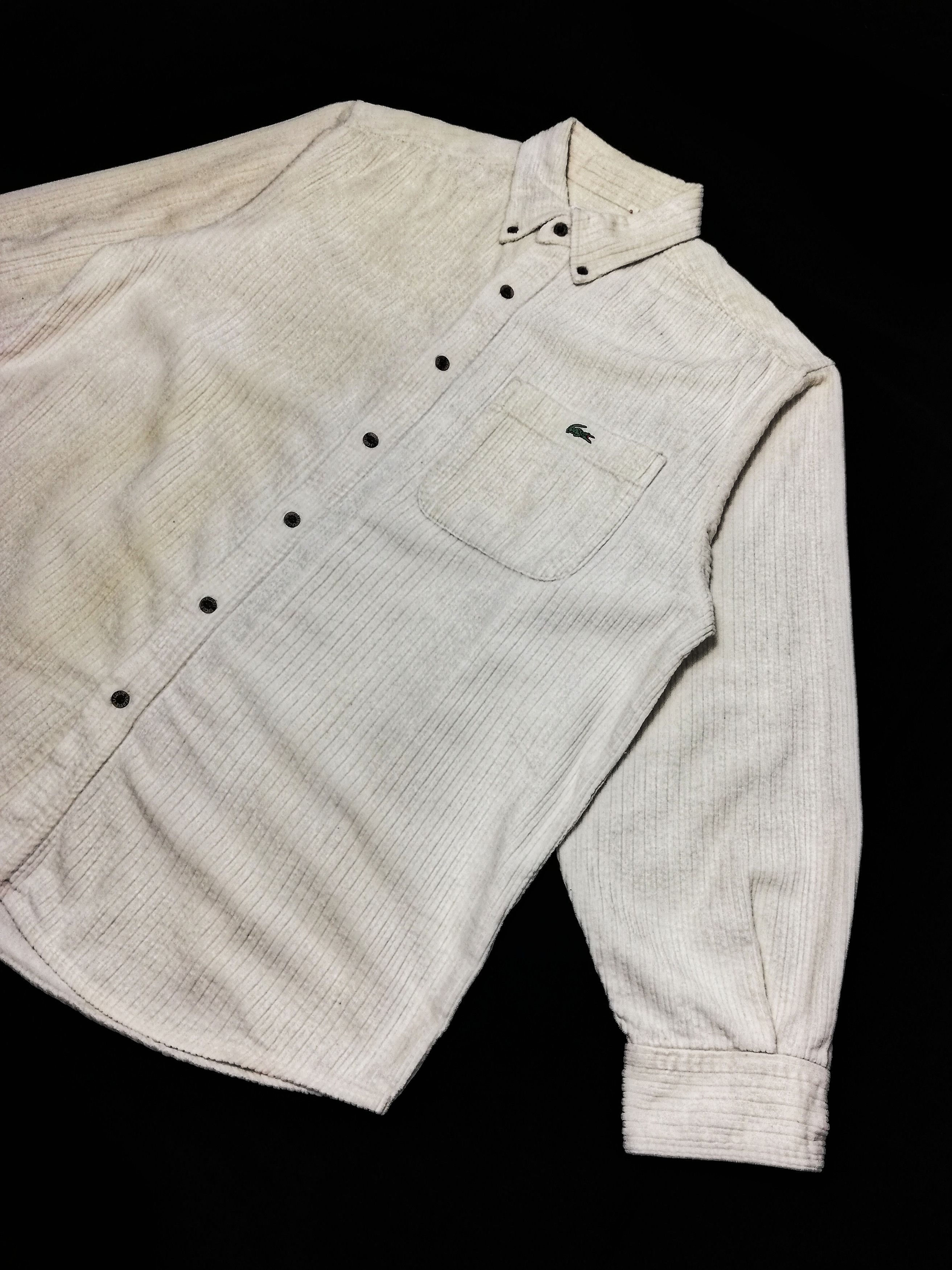 Lacoste 🔥Lacoste Corduroy White Long Sleeve Shirt Button Up Cotton Size US M / EU 48-50 / 2 - 4 Thumbnail
