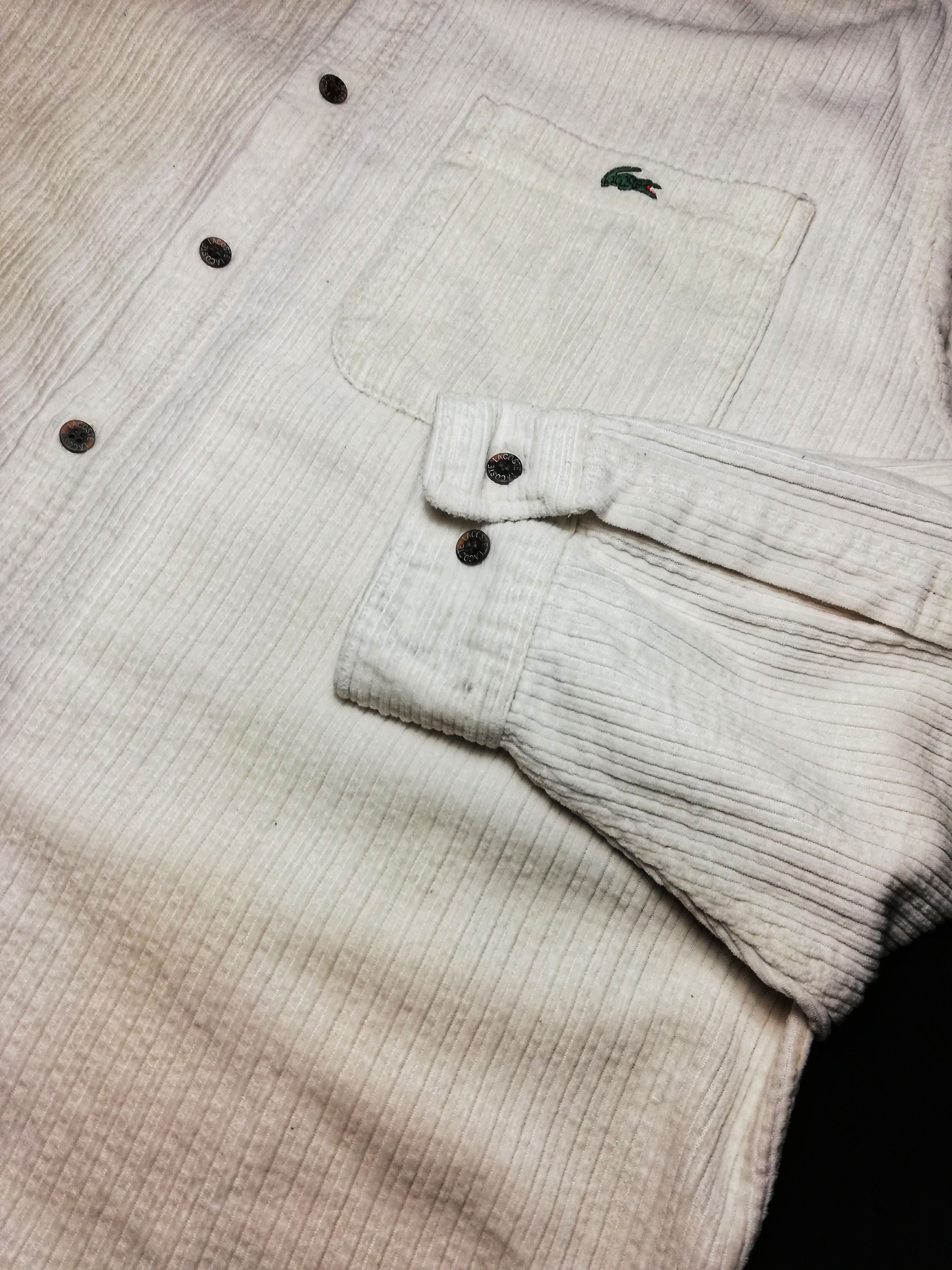 Lacoste 🔥Lacoste Corduroy White Long Sleeve Shirt Button Up Cotton Size US M / EU 48-50 / 2 - 8 Thumbnail