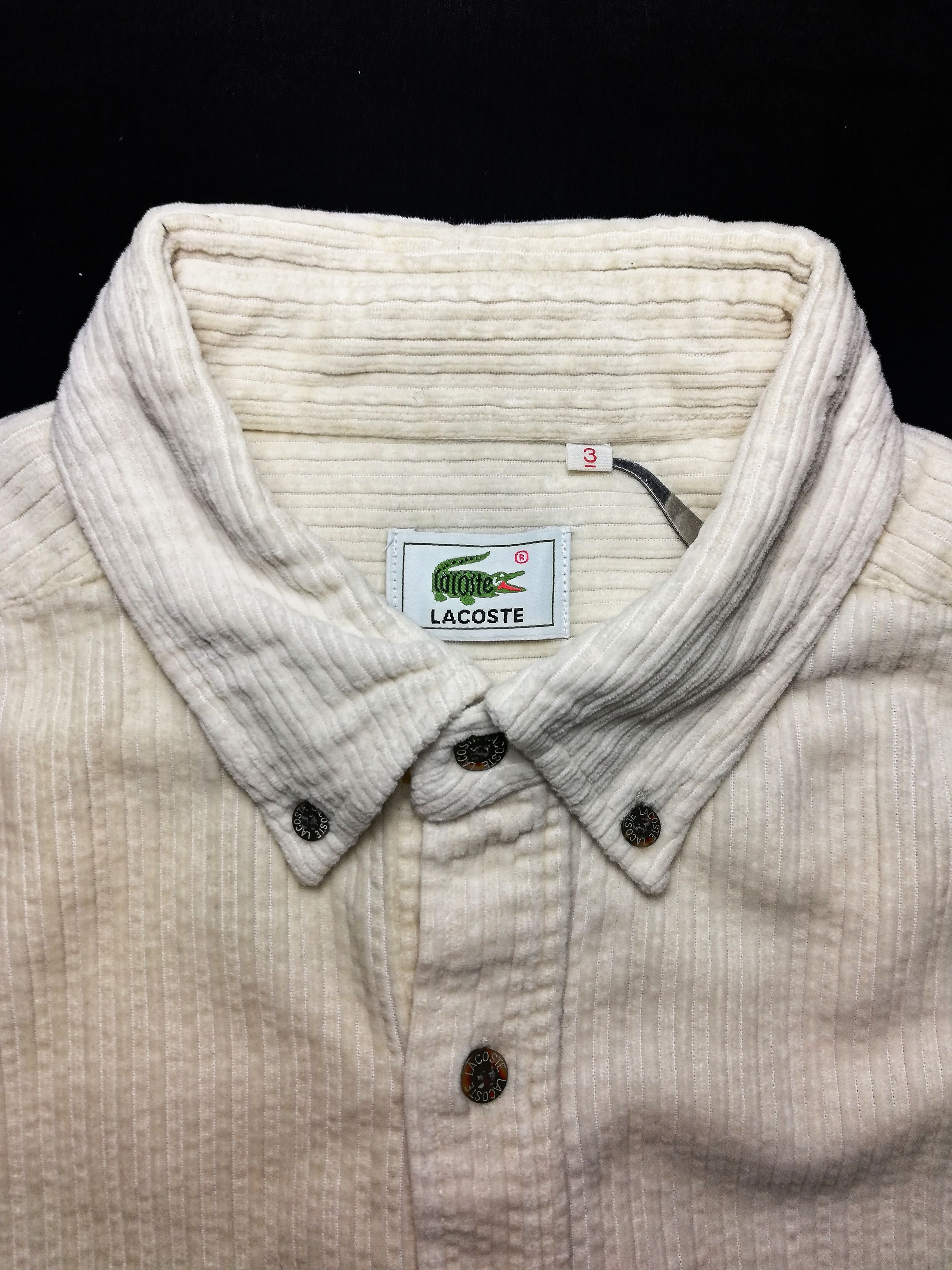 Lacoste 🔥Lacoste Corduroy White Long Sleeve Shirt Button Up Cotton Size US M / EU 48-50 / 2 - 10 Thumbnail