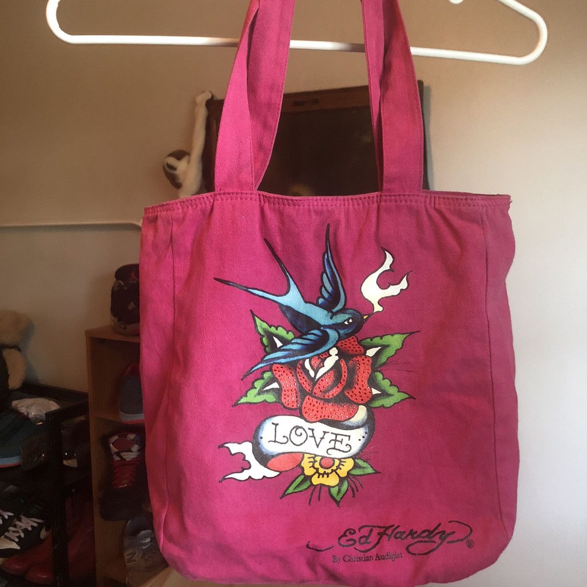 Christian Audigier × Ed Hardy × Vintage VTG Y2K Ed Hardy Christian Audigier Studded Love Tote Bag Size ONE SIZE - 3 Thumbnail