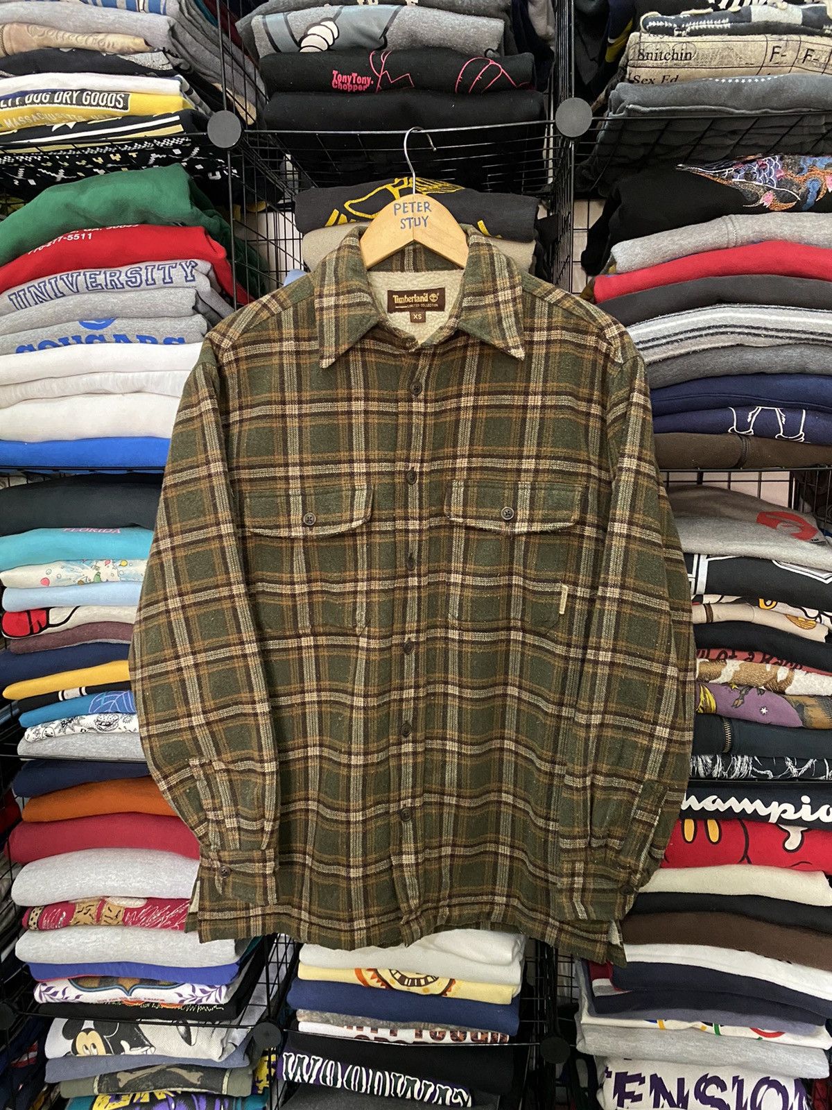 image of Timberland Flannel Jacket in Green Flannel, Men's (Size XS)