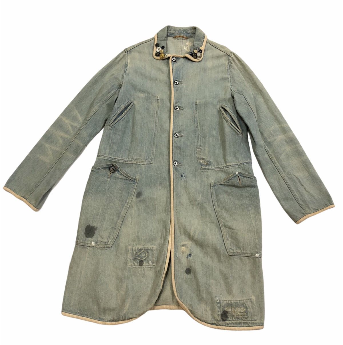 Kapital Rare Kapital Distressed Redux Navy Deck Coat Denim Jacket Size US S / EU 44-46 / 1 - 1 Thumbnail