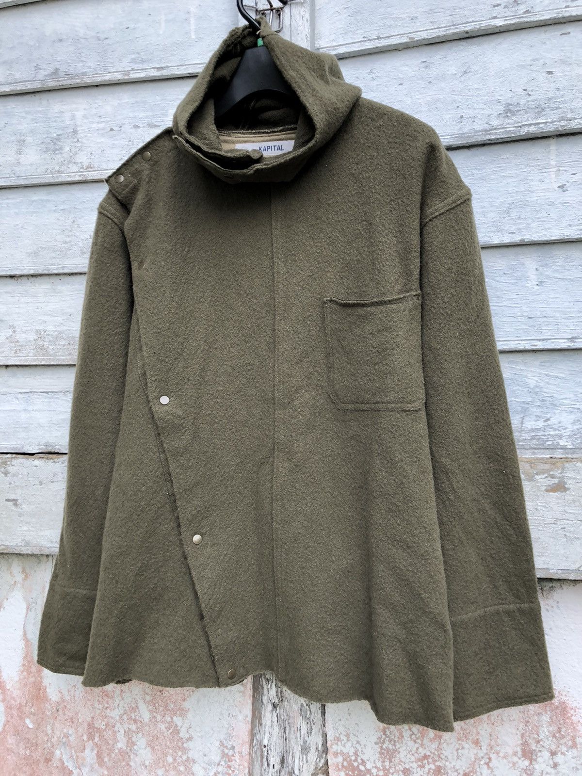 Kapital Kapital Wool Asymmetrical Button Hoodie Jacket Size US M / EU 48-50 / 2 - 2 Thumbnail