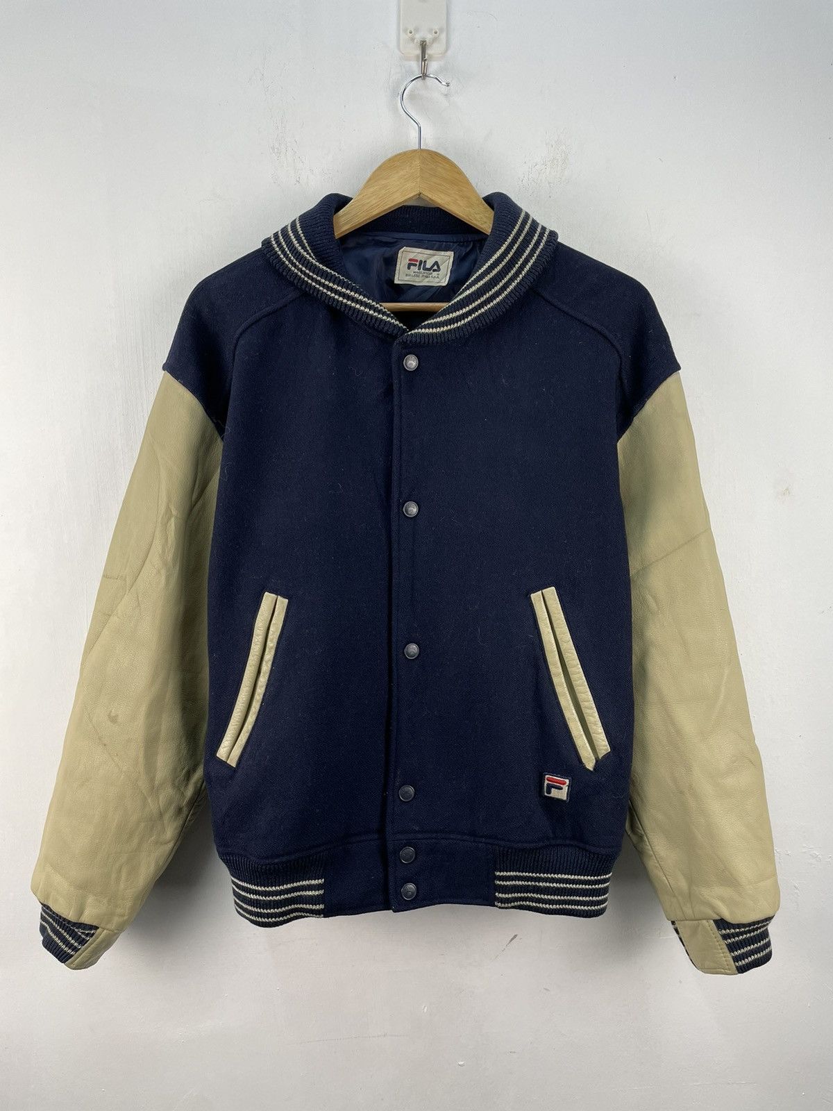 Fila RARE Vintage 80s Fila Varsity Jacket Leather Letterman Size US M / EU 48-50 / 2 - 3 Thumbnail