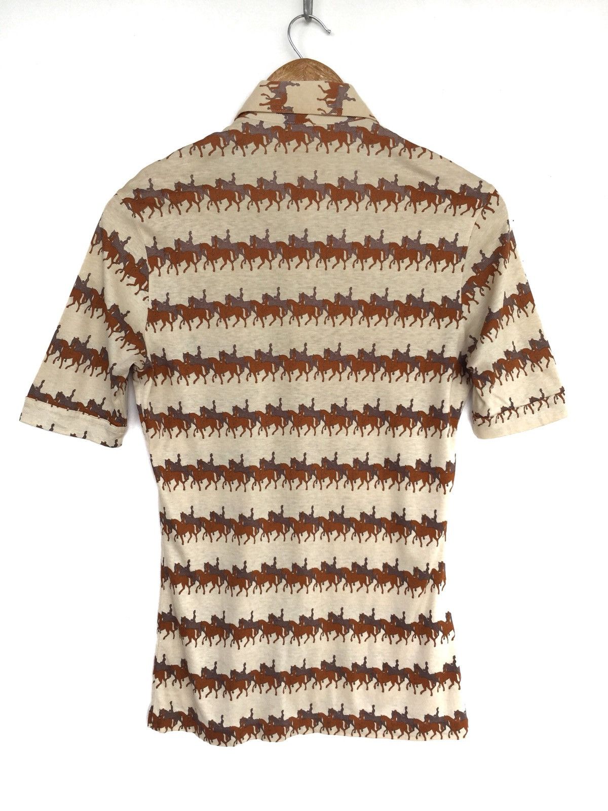 Givenchy Made in France 80’s Overprinted Horse Stretch Slim Fit Shirt Size US S / EU 44-46 / 1 - 7 Thumbnail