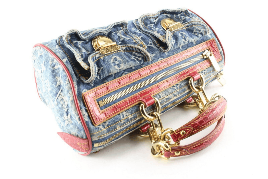 Louis Vuitton Denim Neo Speedy Red Alligator Chain 2LVS525K at 1stDibs