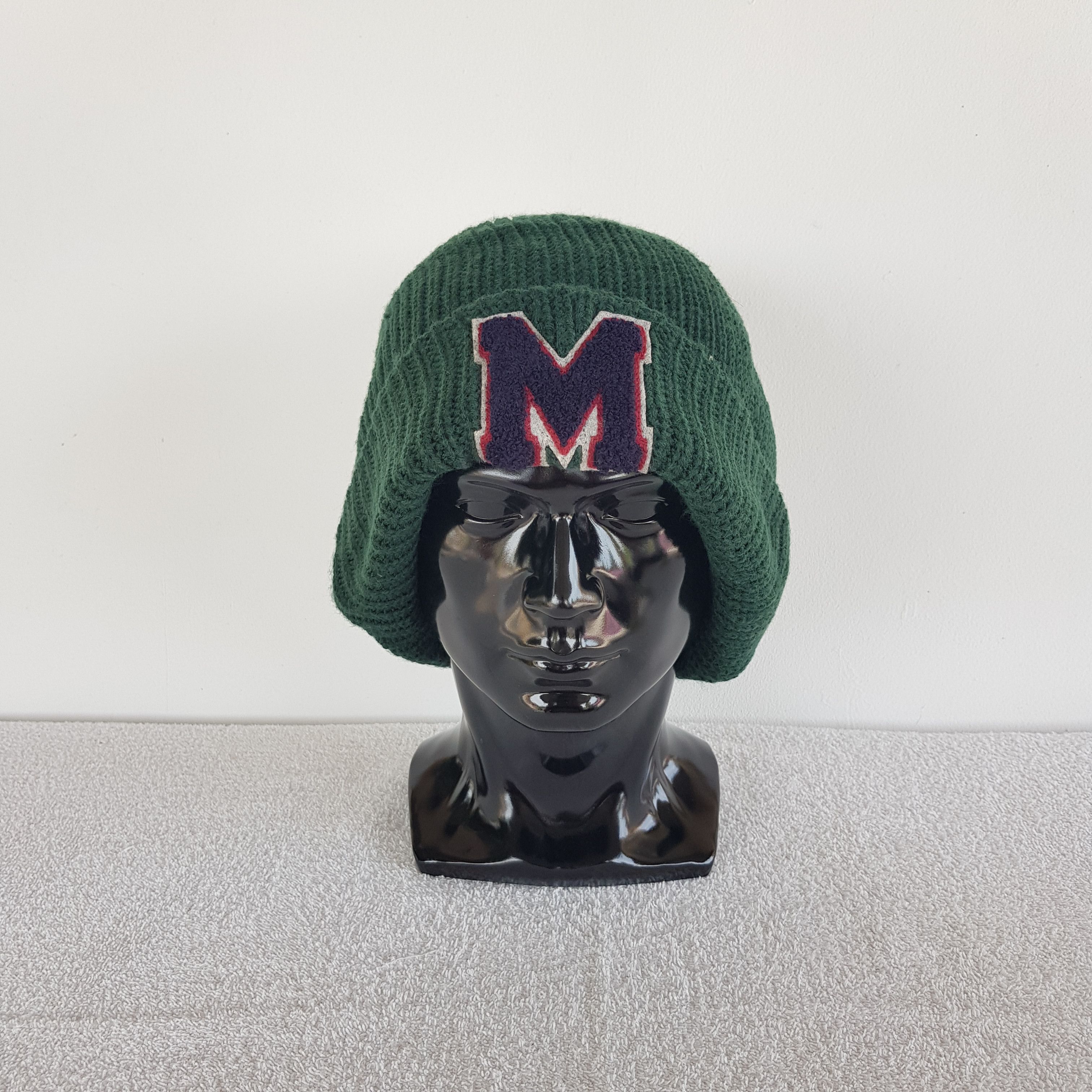Japanese Brand Japanese Hats Knitted Crochet Beanie Letterman M Snow Cap Size ONE SIZE - 1 Thumbnail