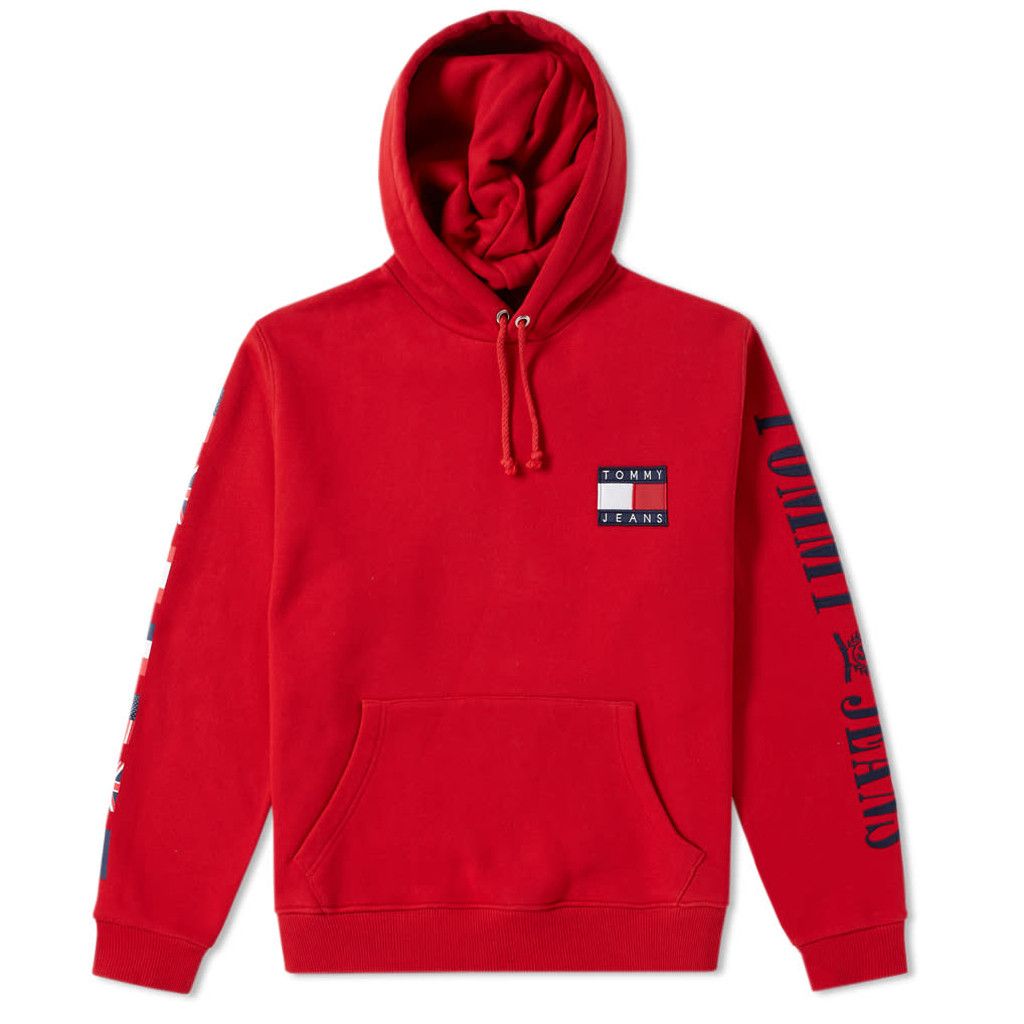 image of Tommy Jeans 90's Hd Salsa Red Hoodie (Unisex), Men's (Size XL)