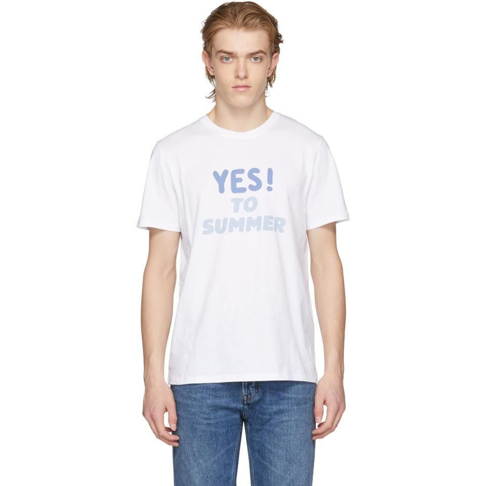 A.P.C. H1- A.P.C White T-Shirt ''Yes to Summer'' Size US L / EU 52-54 / 3 - 1 Thumbnail