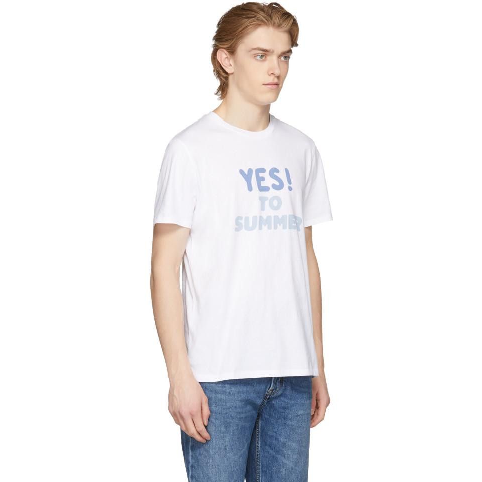 A.P.C. H1- A.P.C White T-Shirt ''Yes to Summer'' Size US L / EU 52-54 / 3 - 2 Thumbnail