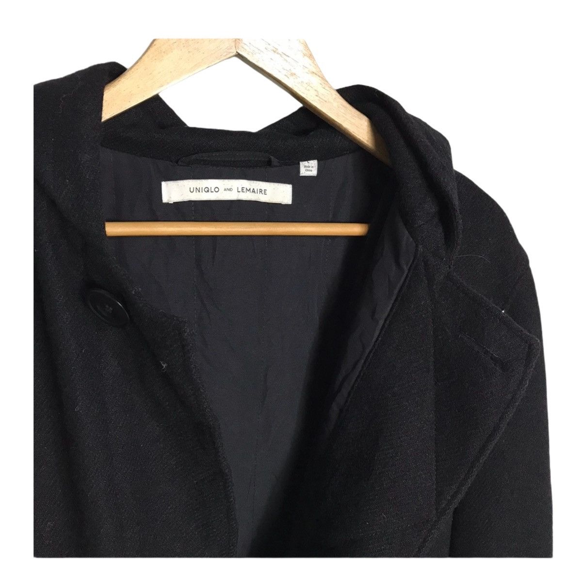 Lemaire × Uniqlo Uniqlo x lemaire black wool hoodie coat Size US L / EU 52-54 / 3 - 3 Thumbnail