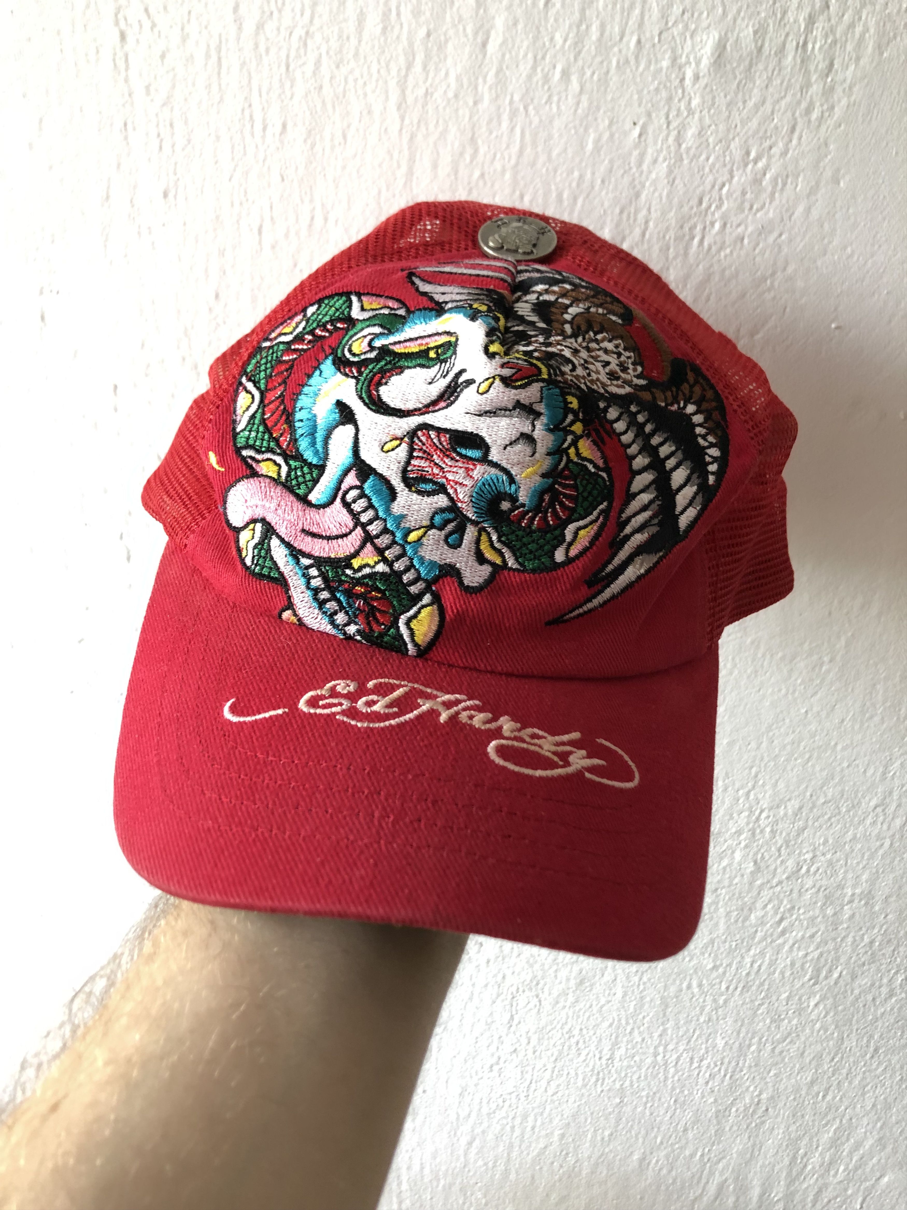 Christian Audigier × Ed Hardy Ed Hardy Cap Hat Truck Cristian Rare Red Skull Eagle Size ONE SIZE - 2 Thumbnail
