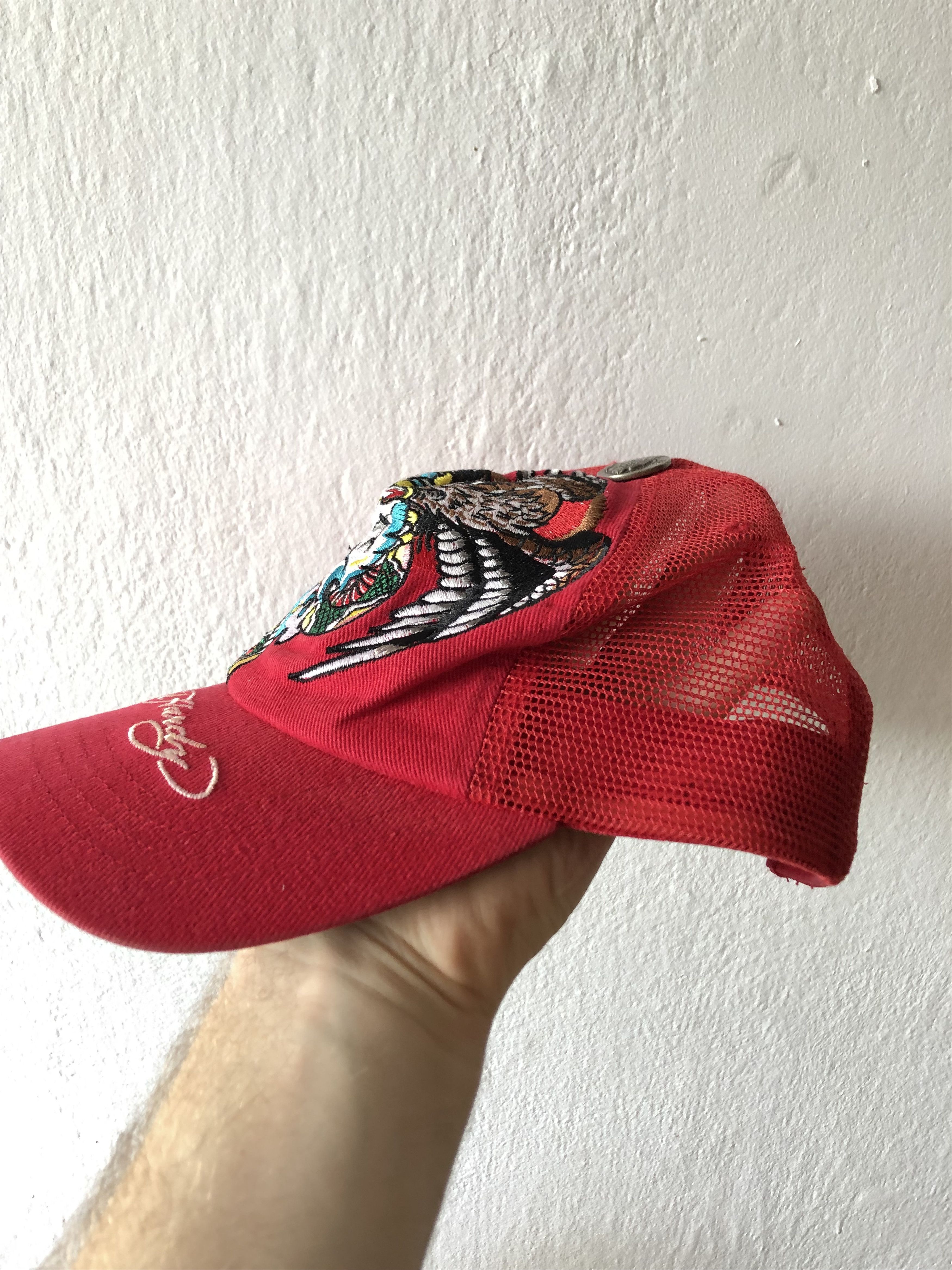 Christian Audigier × Ed Hardy Ed Hardy Cap Hat Truck Cristian Rare Red Skull Eagle Size ONE SIZE - 3 Thumbnail