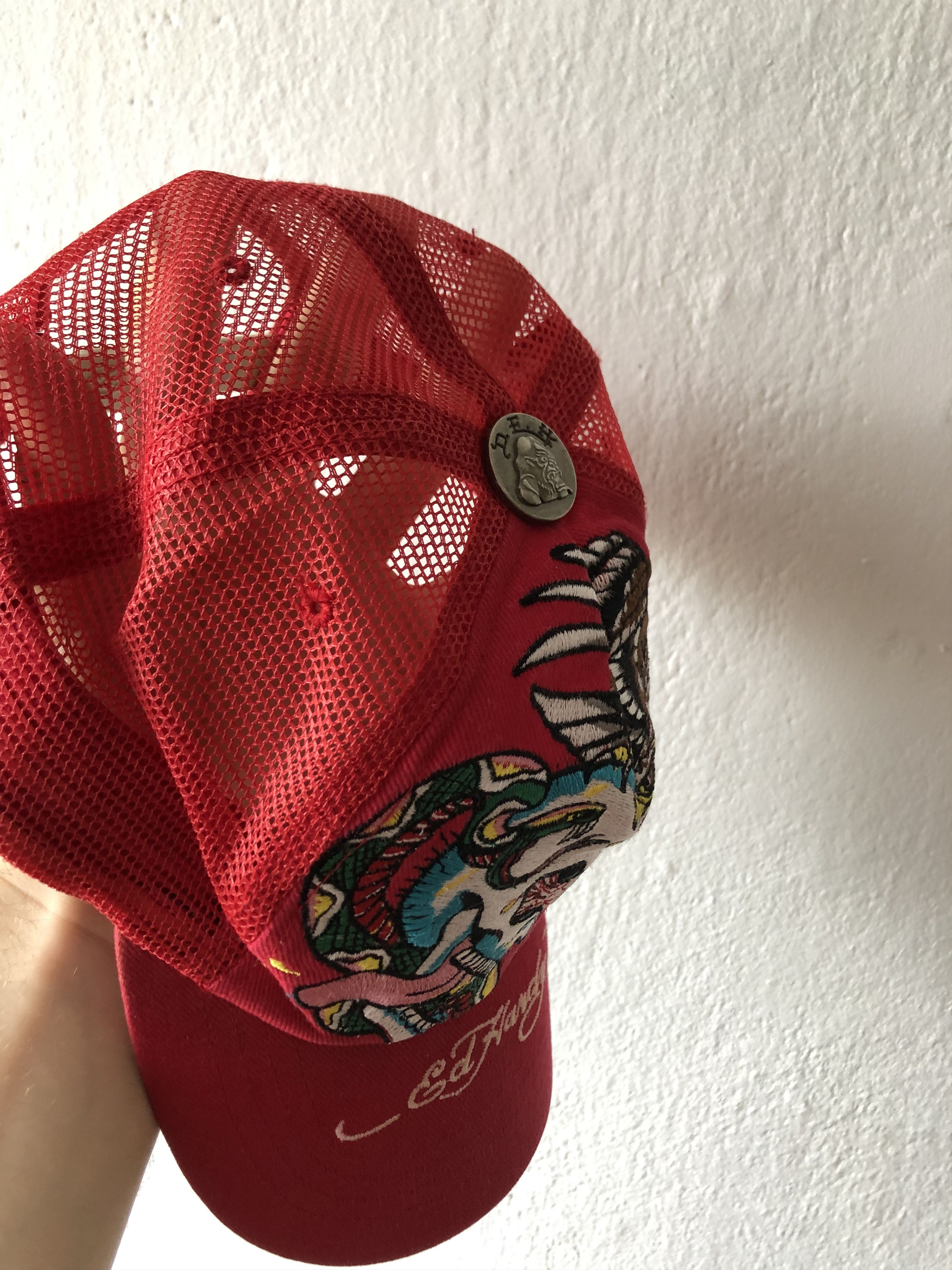 Christian Audigier × Ed Hardy Ed Hardy Cap Hat Truck Cristian Rare Red Skull Eagle Size ONE SIZE - 5 Thumbnail