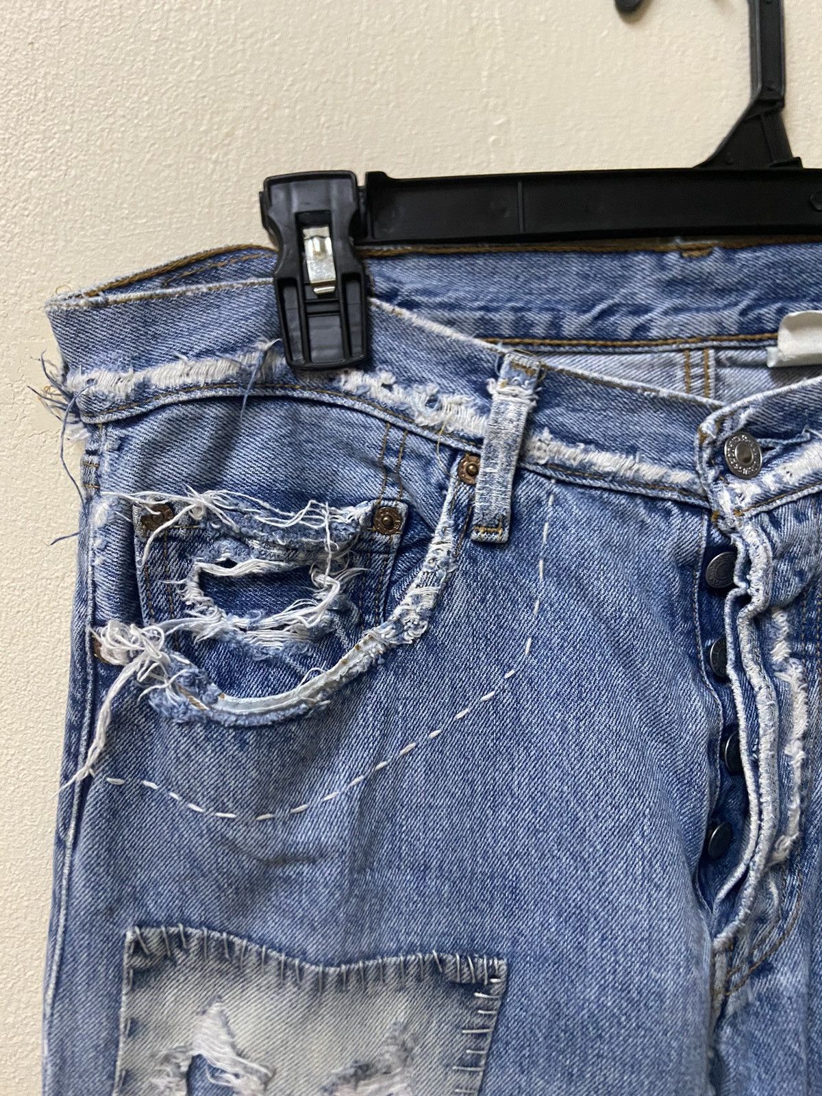 Levi's Vintage 90s Levis 501 Custom Shashiko Boro Patchworks W: 32 Size US 32 / EU 48 - 4 Thumbnail
