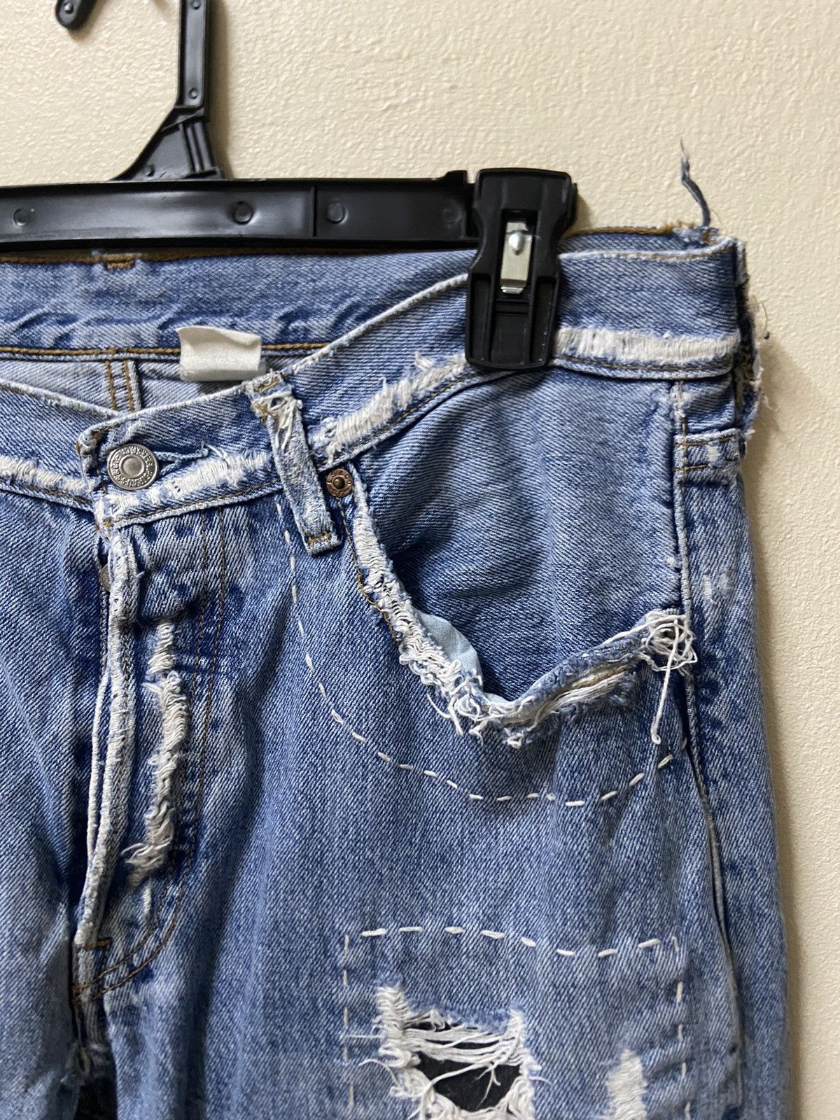 Levi's Vintage 90s Levis 501 Custom Shashiko Boro Patchworks W: 32 Size US 32 / EU 48 - 5 Thumbnail