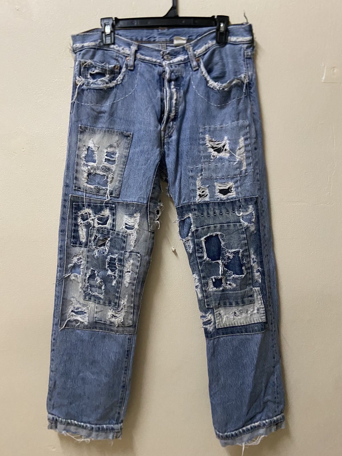 Levi's Vintage 90s Levis 501 Custom Shashiko Boro Patchworks W: 32 Size US 32 / EU 48 - 1 Thumbnail