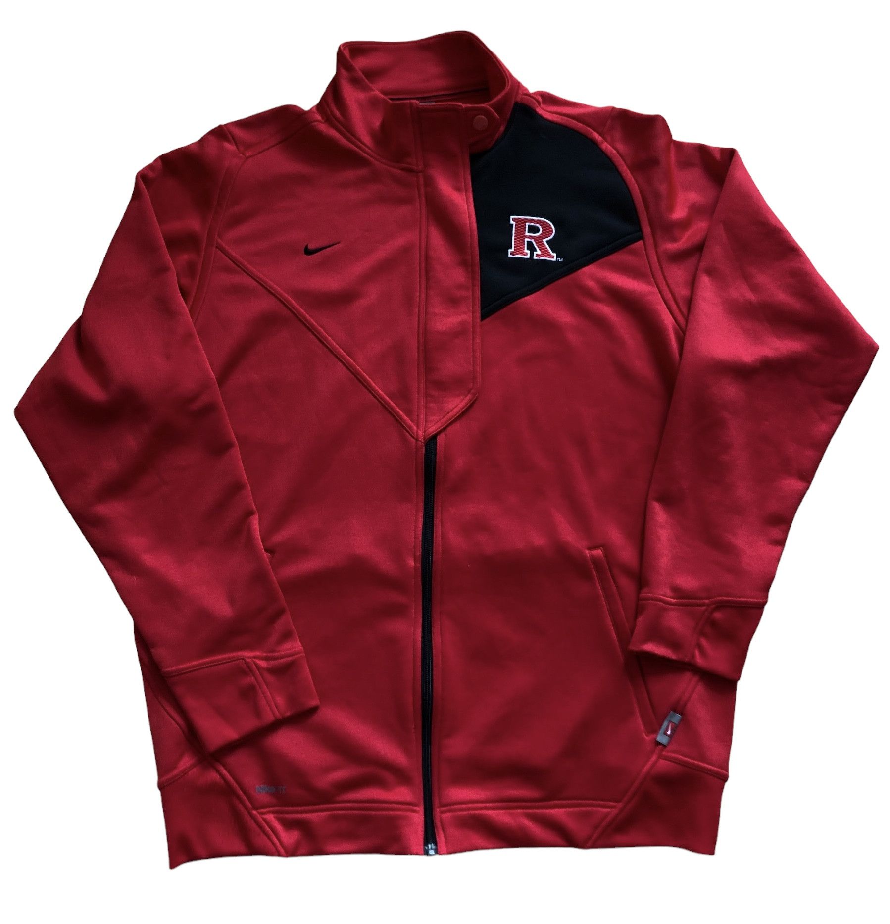 Nike × Vintage Vintage Nike Rutgers Swoosh Hoodie Sweatshirt Full Zip Rare Size US L / EU 52-54 / 3 - 1 Thumbnail