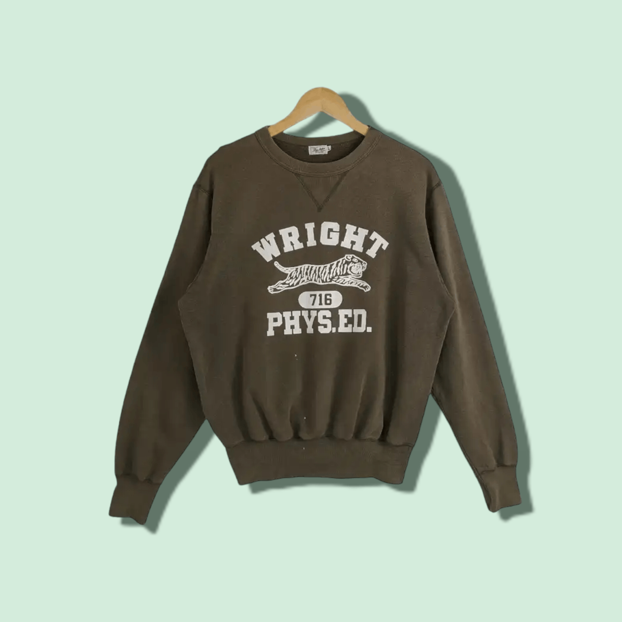 image of American College x Big John Vintage 90's Big John Wright State University Sweatshirt in Green (Size