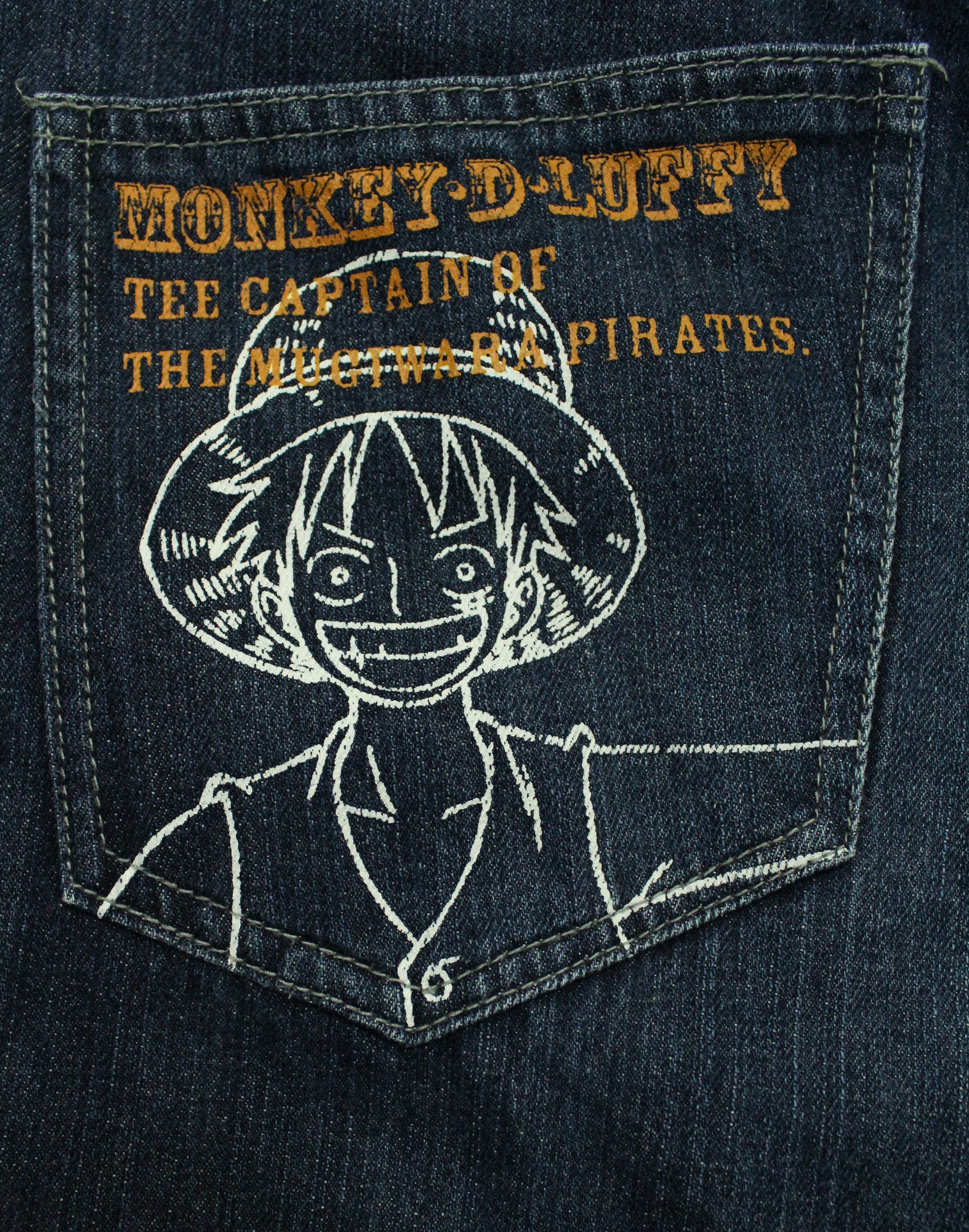 Japanese Brand ONE PIECE Denim Pants Jeans Print Anime Pants Size US 34 / EU 50 - 6 Thumbnail