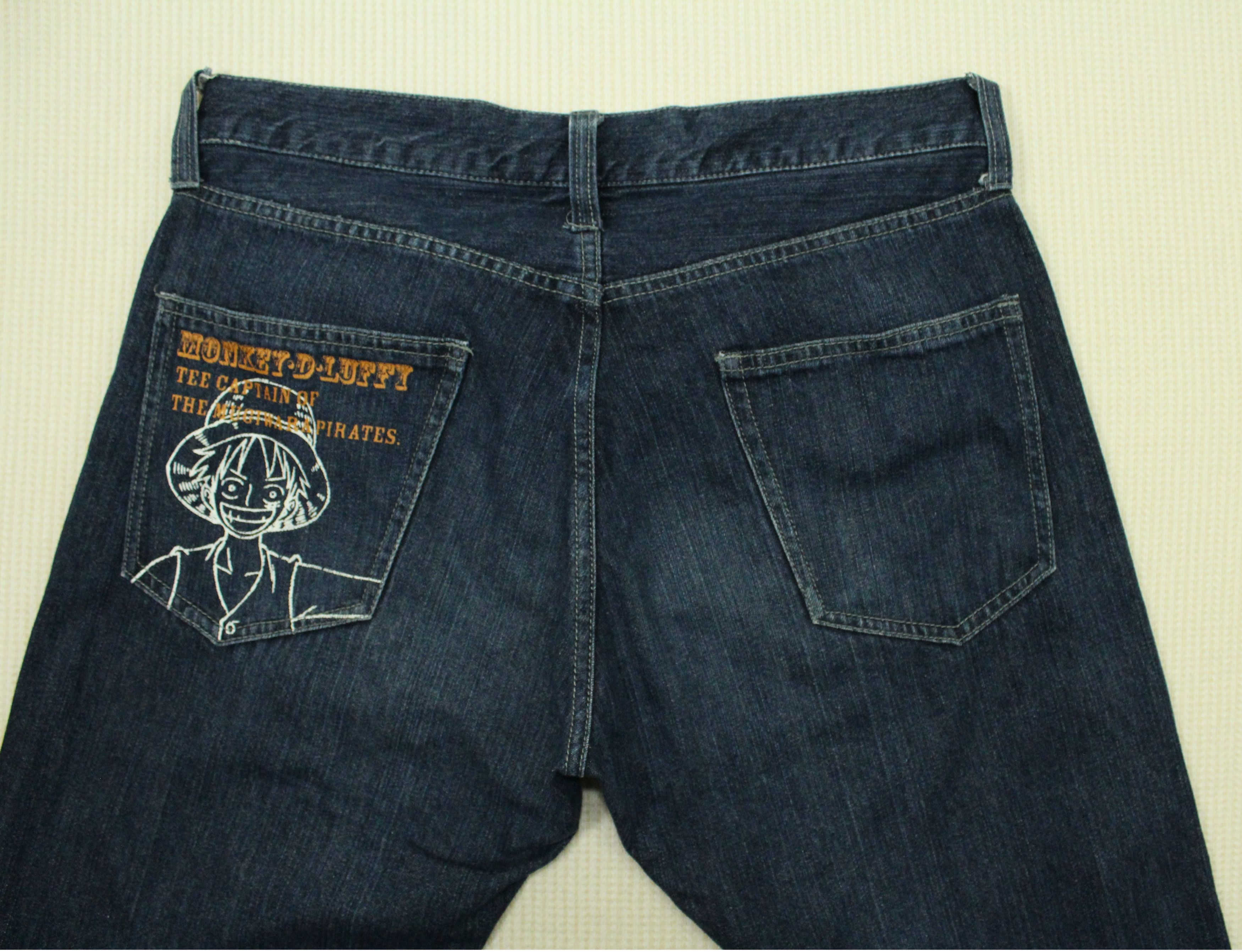 Japanese Brand ONE PIECE Denim Pants Jeans Print Anime Pants Size US 34 / EU 50 - 4 Thumbnail