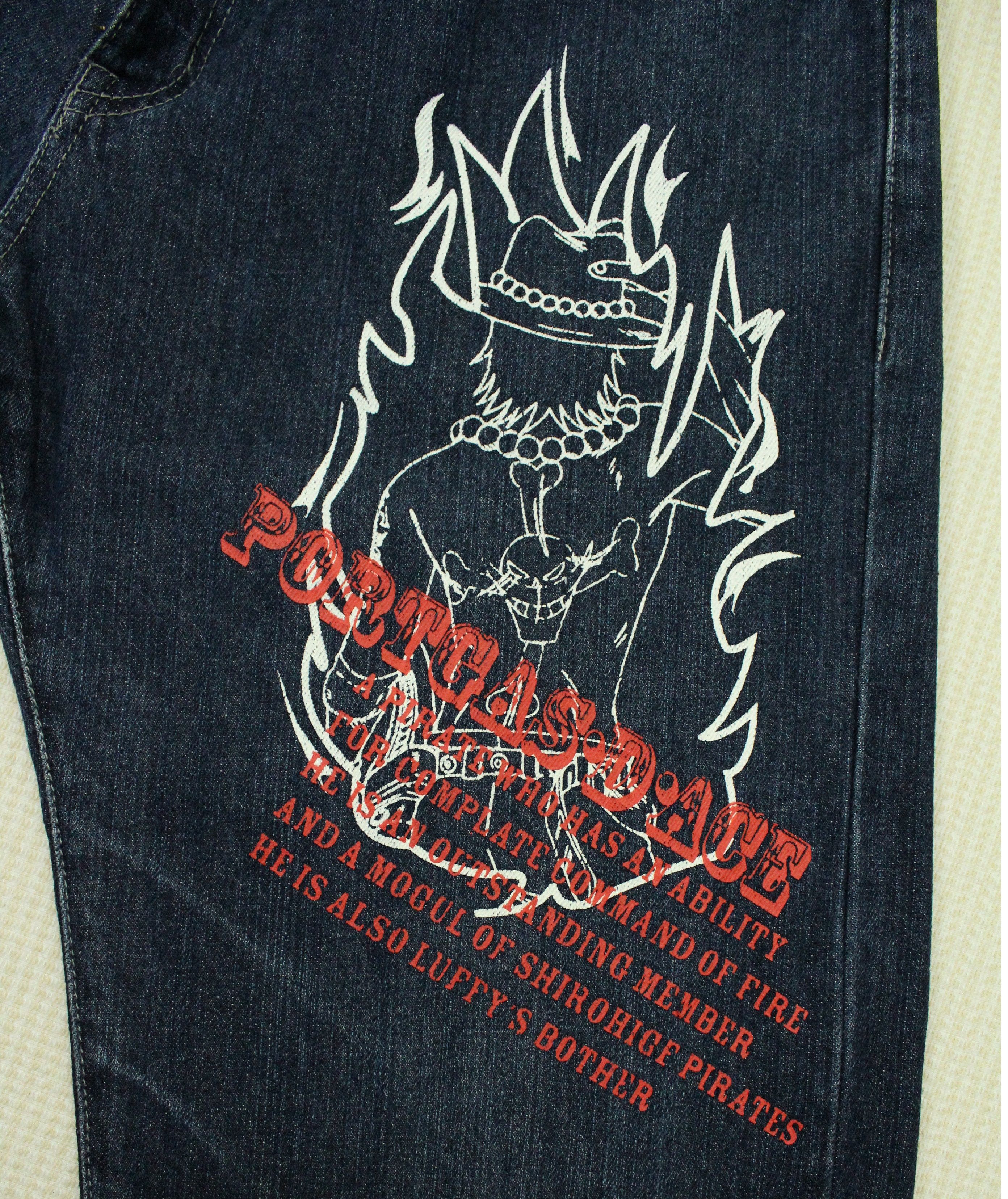 Japanese Brand ONE PIECE Denim Pants Jeans Print Anime Pants Size US 34 / EU 50 - 5 Thumbnail