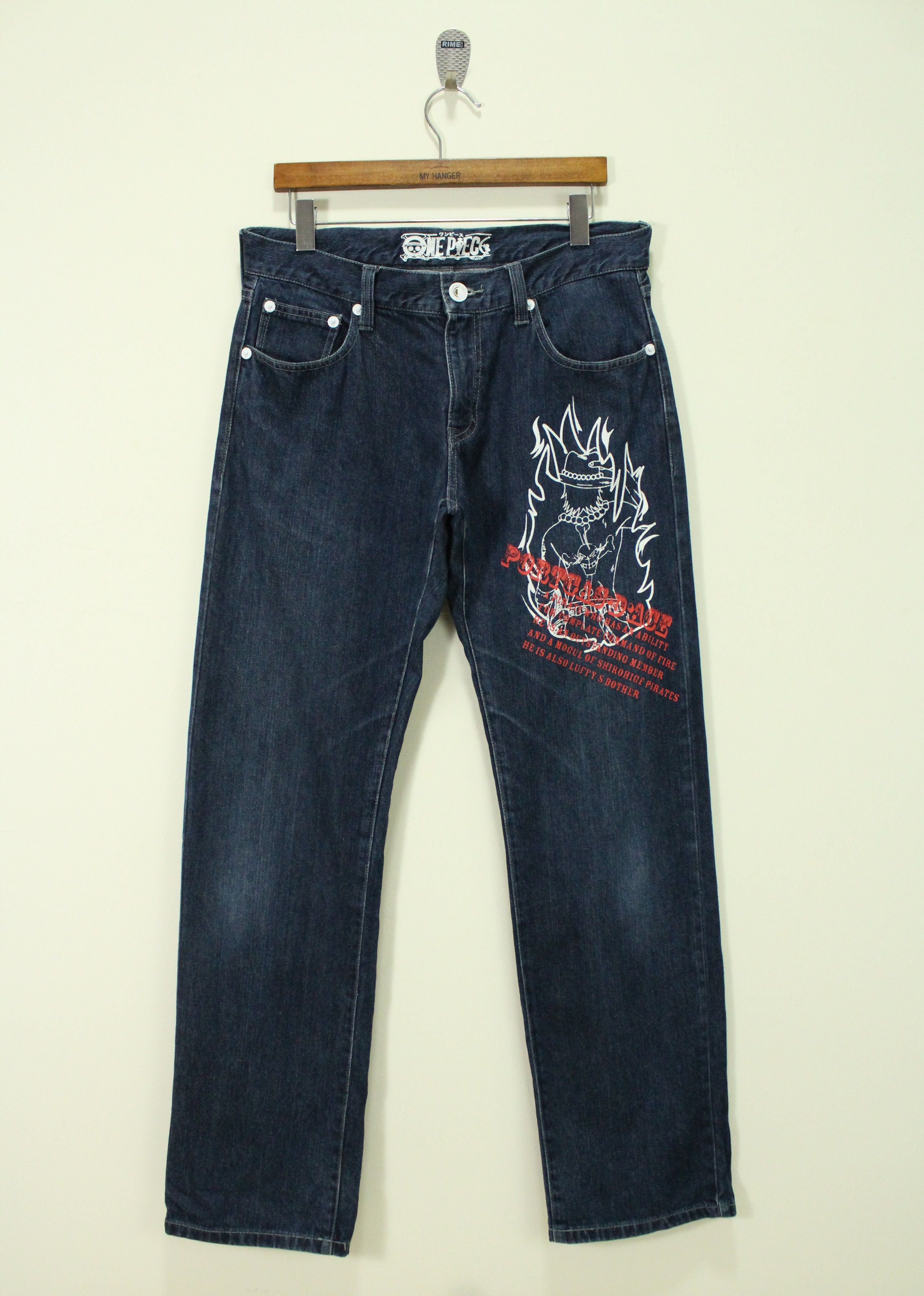 Japanese Brand ONE PIECE Denim Pants Jeans Print Anime Pants Size US 34 / EU 50 - 1 Thumbnail