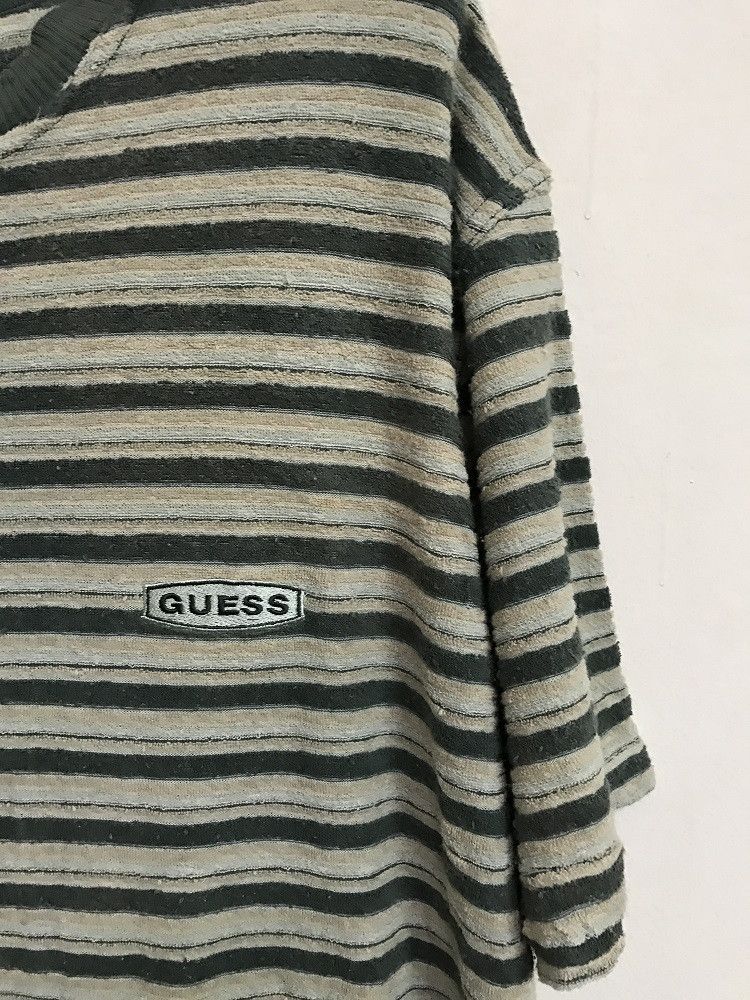 image of 90's Guess Jeans Usa Striped Toweling Tee Shirt, Men's (Size Large)