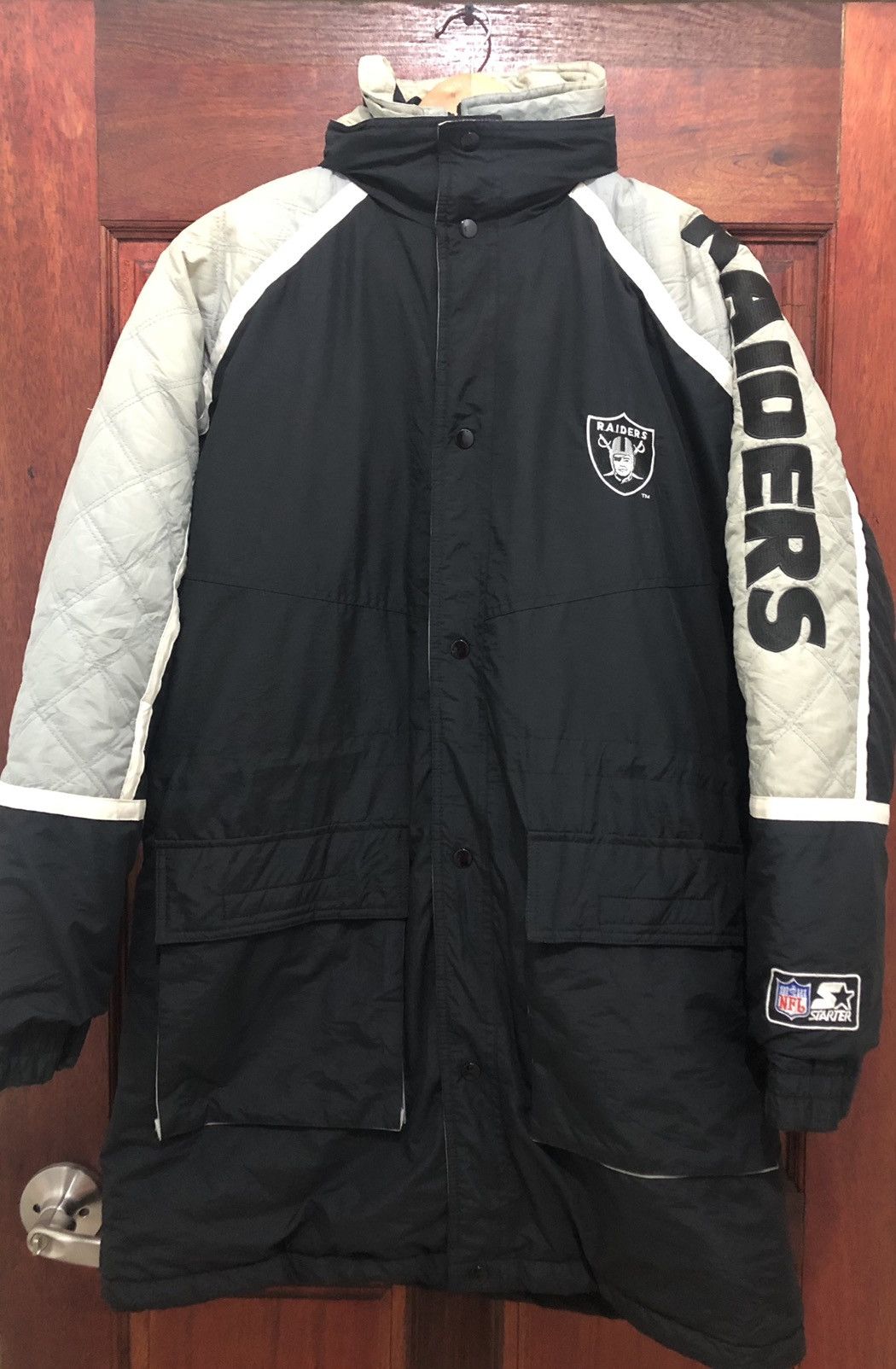 Starter NFL X Raiders X Starter Puffer Embroidered Logo Parka Jacket