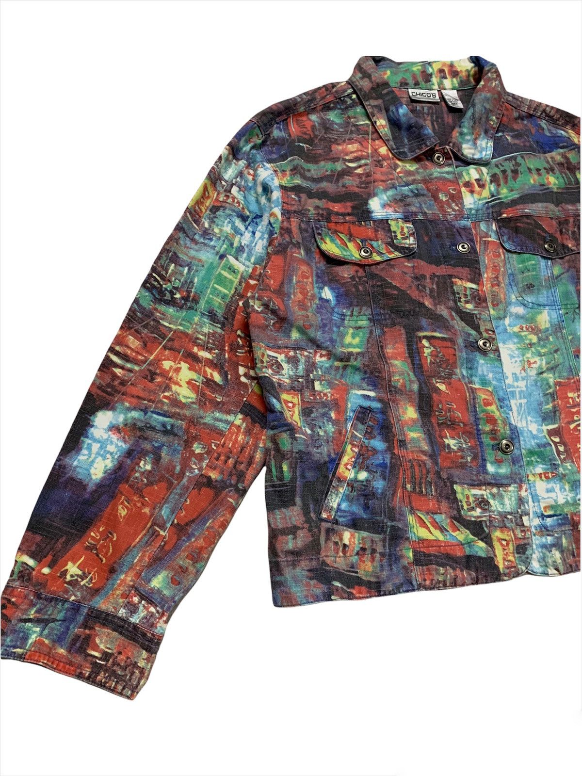 image of Art x Chicos Need Gone Chico’S Tokyo City Full Print Colorful Jacket, Men's (Size Medium)